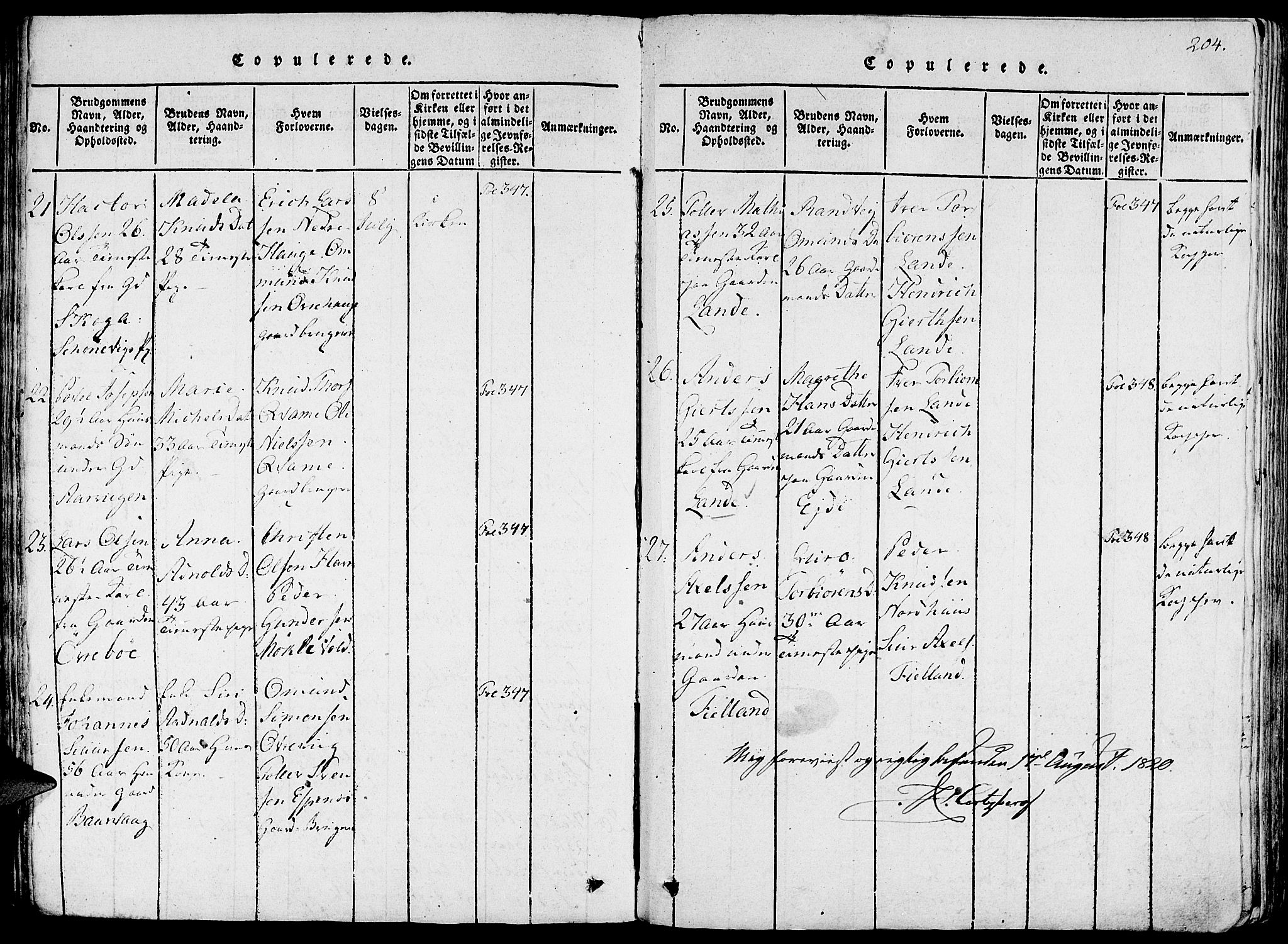 Fjelberg sokneprestembete, AV/SAB-A-75201/H/Haa: Parish register (official) no. A 4, 1816-1822, p. 204