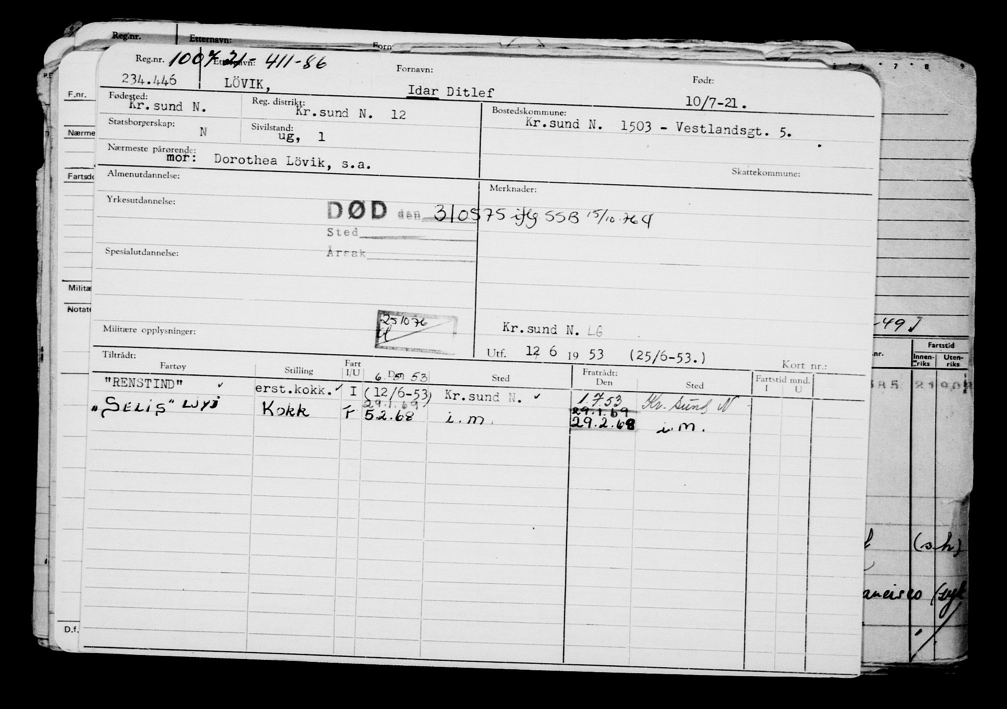 Direktoratet for sjømenn, AV/RA-S-3545/G/Gb/L0196: Hovedkort, 1921, p. 15