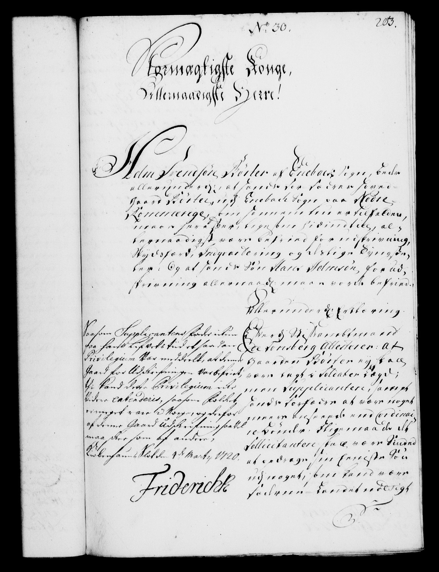 Rentekammeret, Kammerkanselliet, RA/EA-3111/G/Gf/Gfa/L0002: Norsk relasjons- og resolusjonsprotokoll (merket RK 52.2), 1720, p. 203