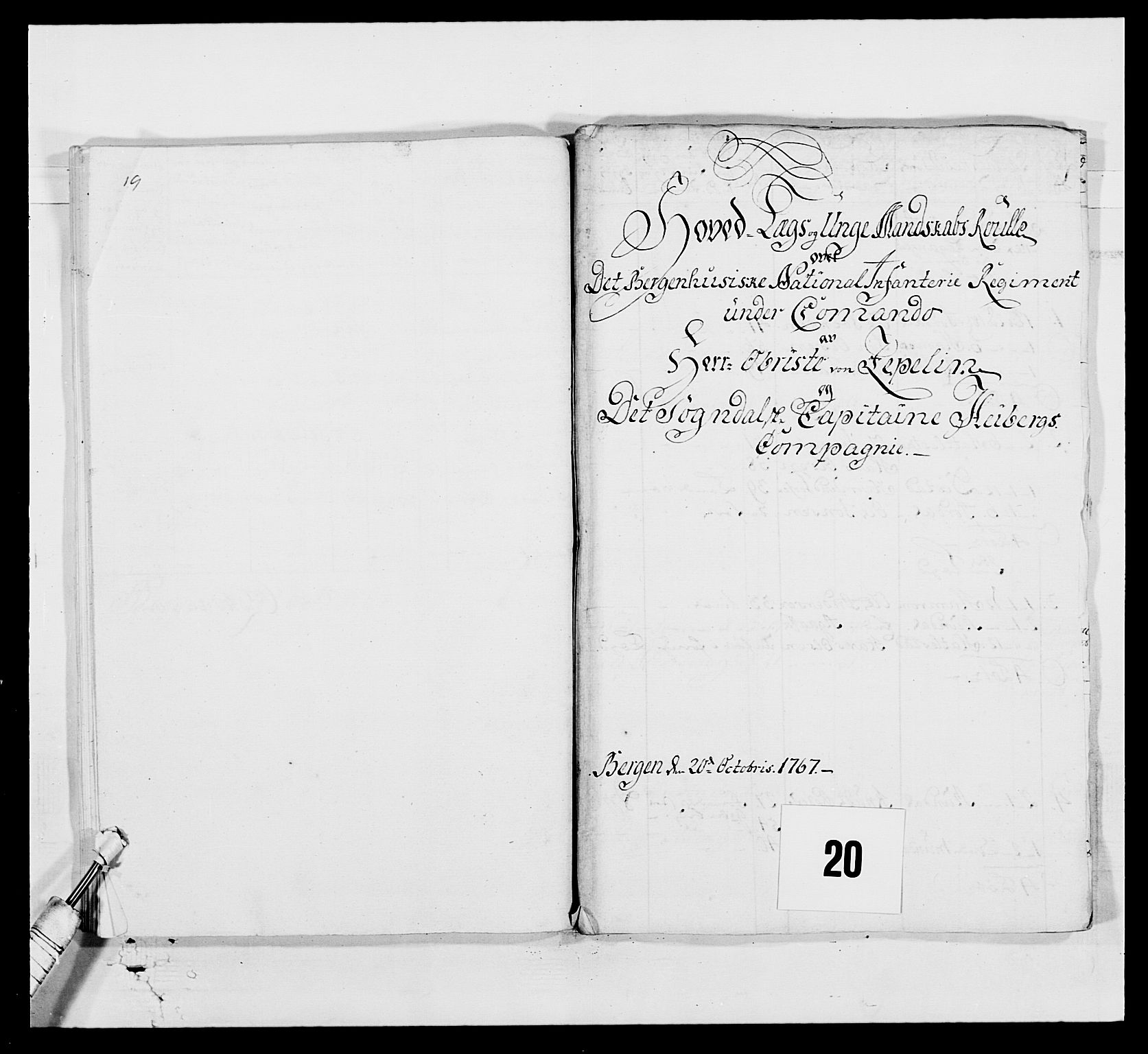 Kommanderende general (KG I) med Det norske krigsdirektorium, AV/RA-EA-5419/E/Ea/L0519: 1. Bergenhusiske regiment, 1767, p. 535