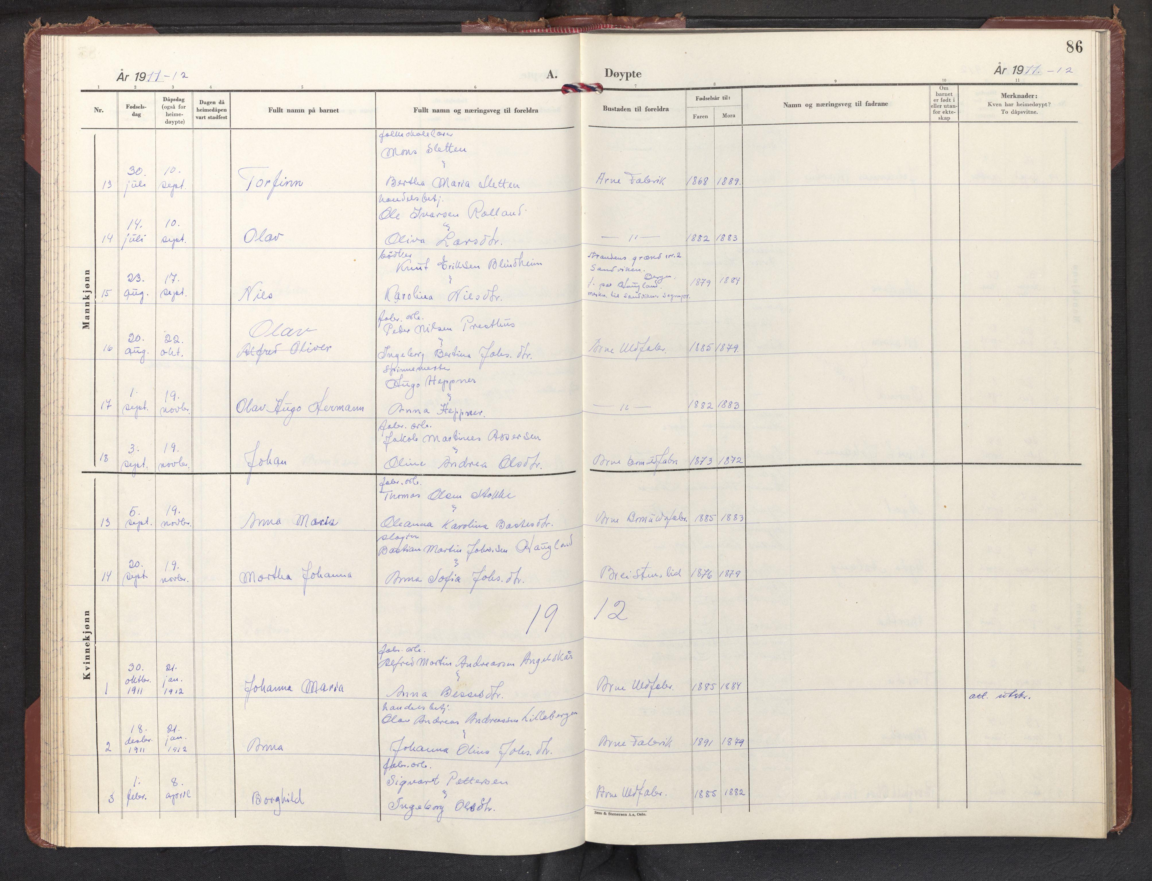 Haus sokneprestembete, AV/SAB-A-75601/H/Haa: Parish register (official) no. E 1, 1887-1953, p. 86