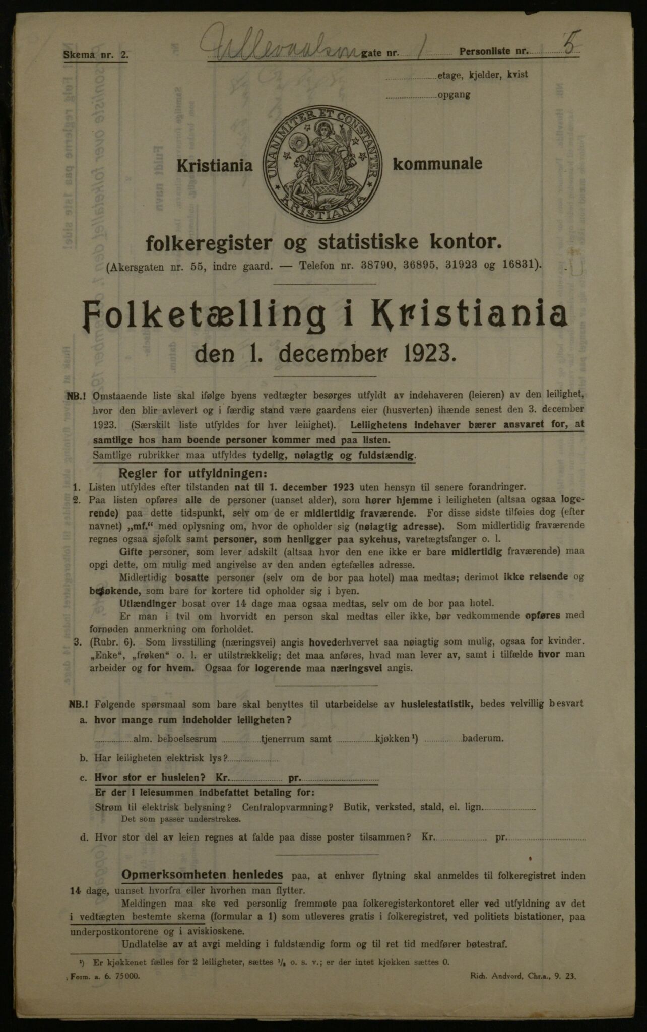 OBA, Municipal Census 1923 for Kristiania, 1923, p. 131335