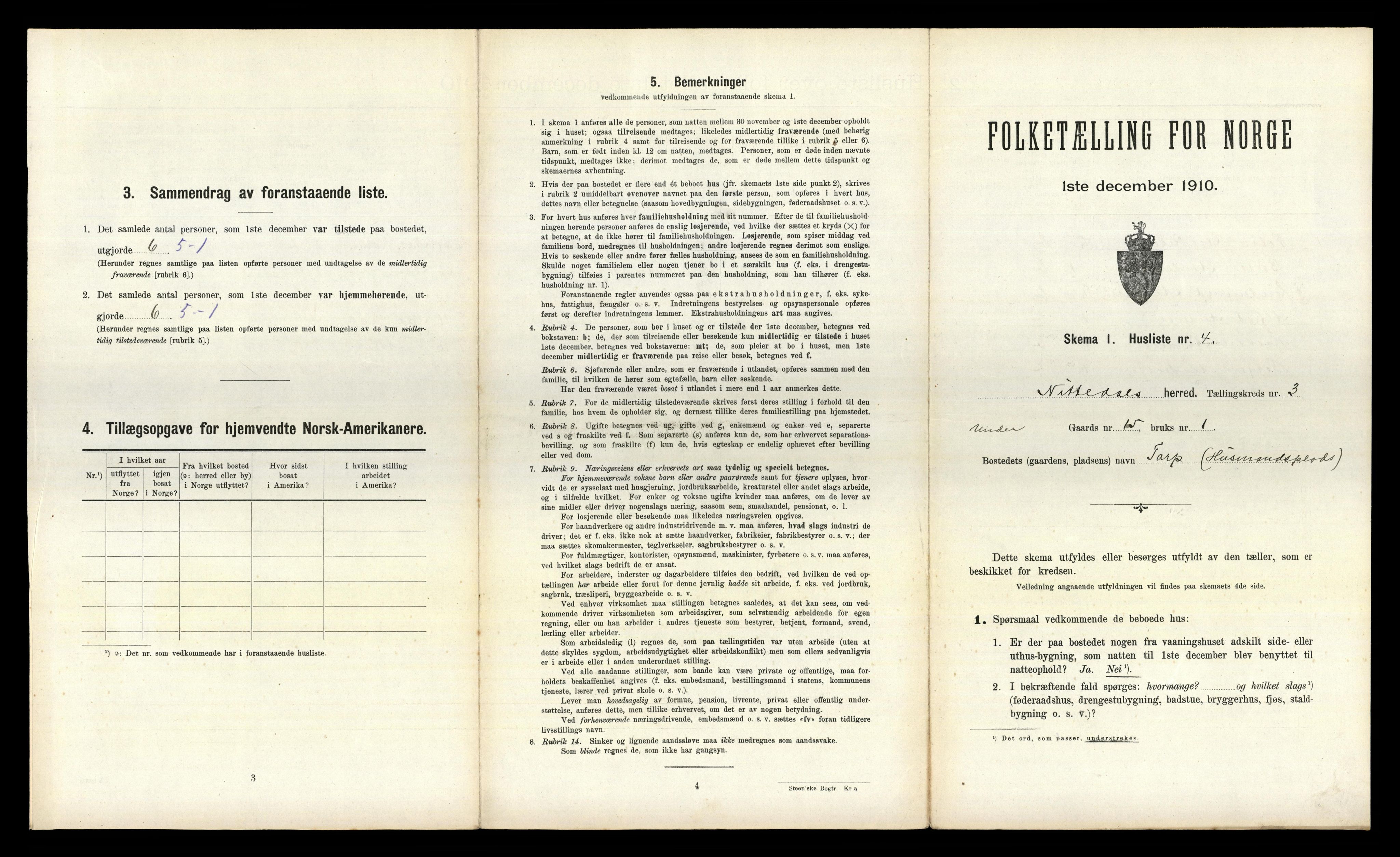 RA, 1910 census for Nittedal, 1910, p. 447