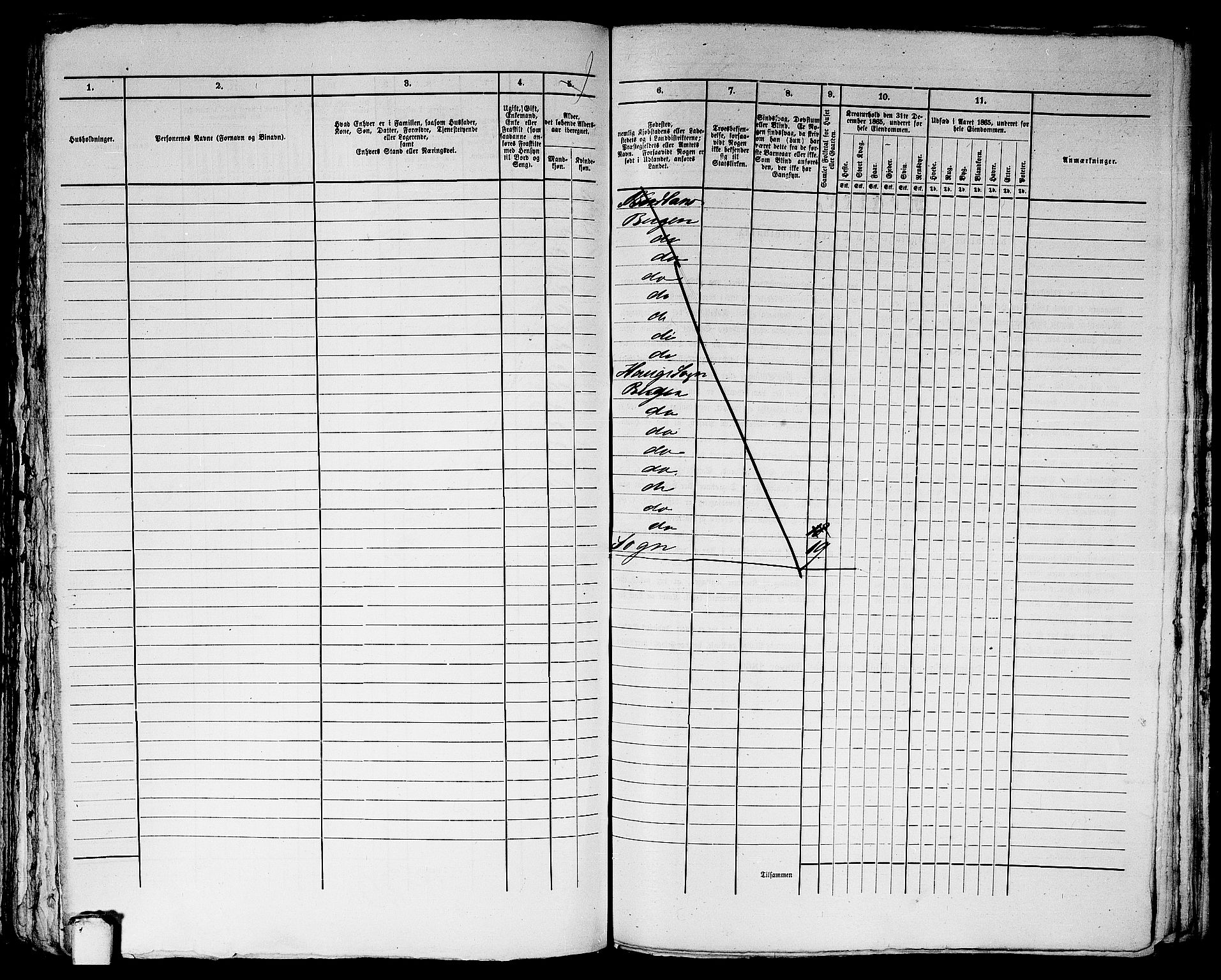 RA, 1865 census for Bergen, 1865, p. 4537