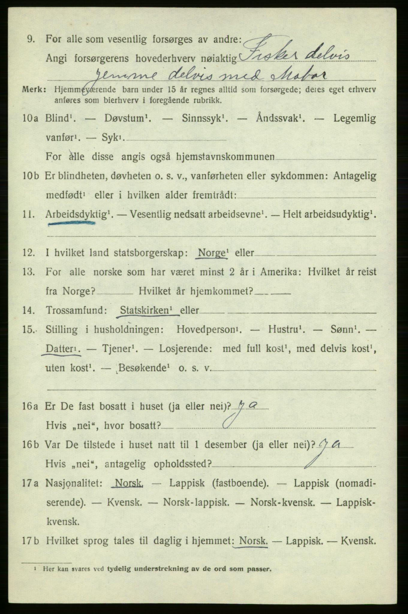 SATØ, 1920 census for , 1920, p. 639