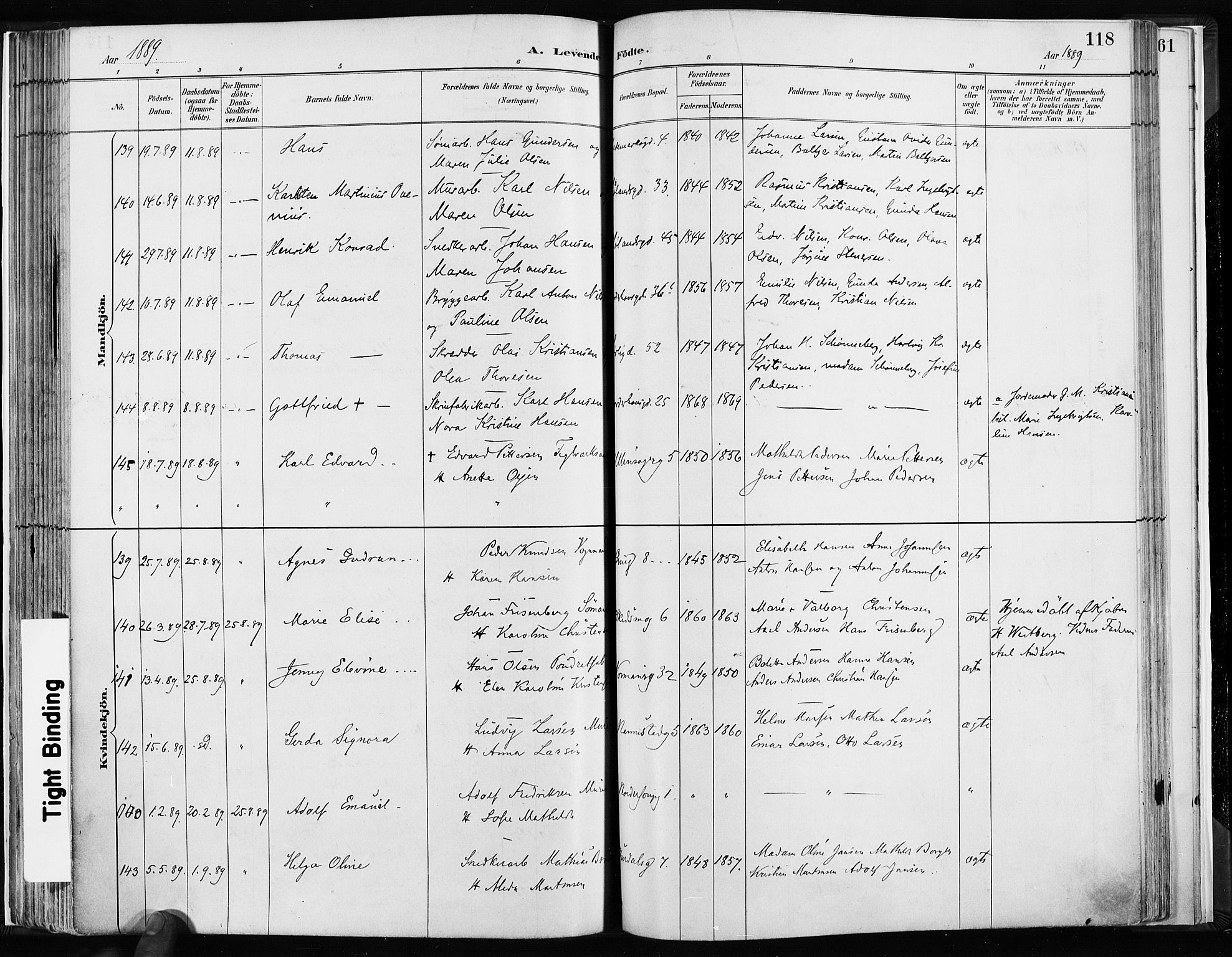 Kampen prestekontor Kirkebøker, SAO/A-10853/F/Fa/L0003: Parish register (official) no. I 3, 1886-1892, p. 118