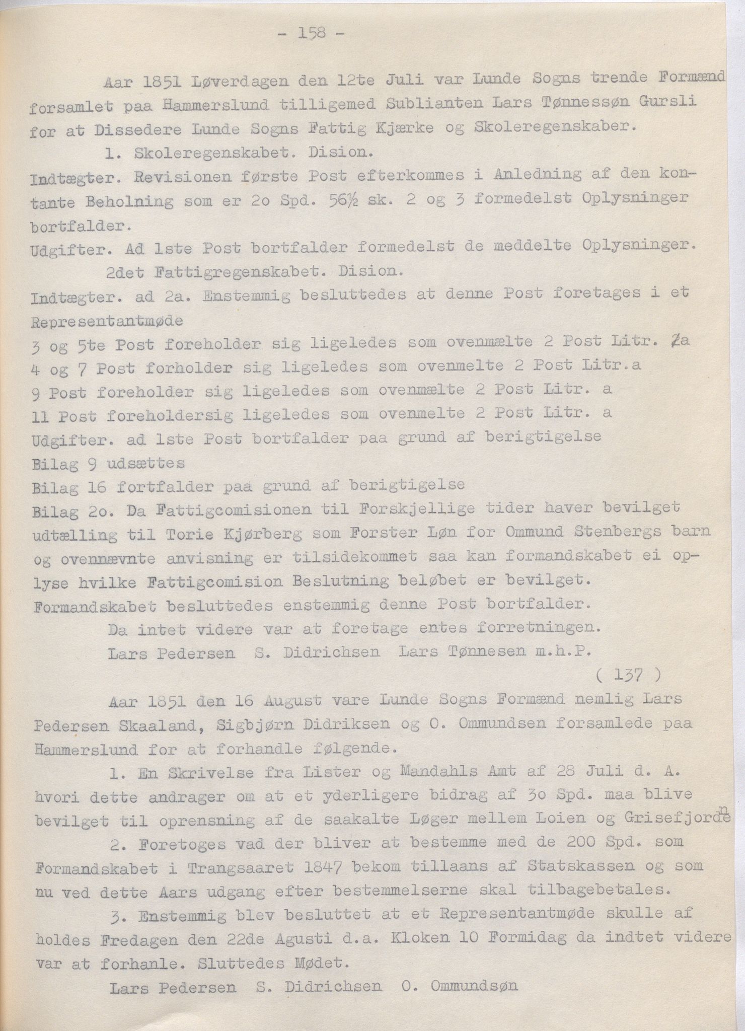 Lund kommune - Formannskapet/Formannskapskontoret, IKAR/K-101761/A/Aa/Aaa/L0002: Forhandlingsprotokoll, 1837-1865, p. 158