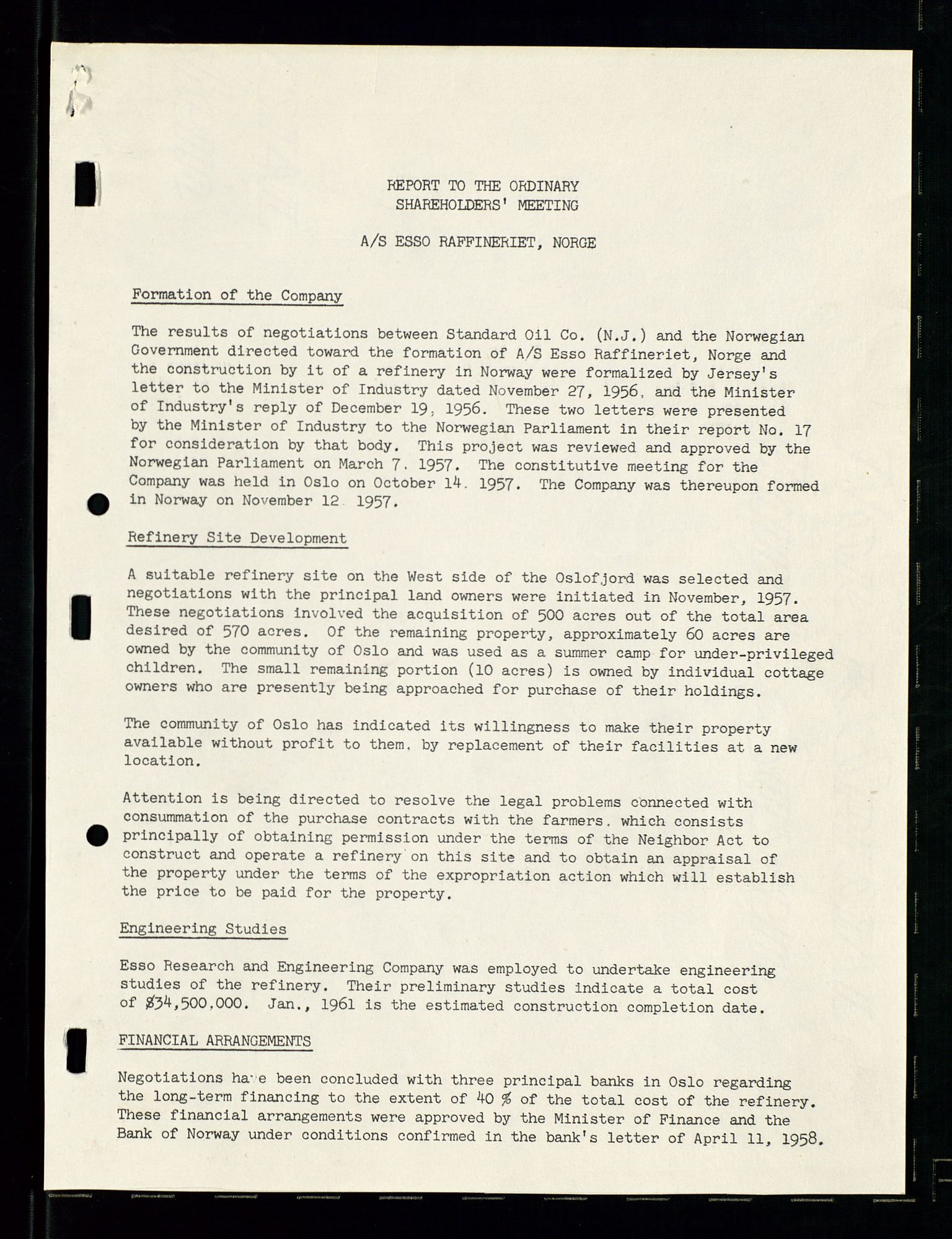 PA 1537 - A/S Essoraffineriet Norge, AV/SAST-A-101957/A/Aa/L0001/0002: Styremøter / Shareholder meetings, board meetings, by laws (vedtekter), 1957-1960, p. 67