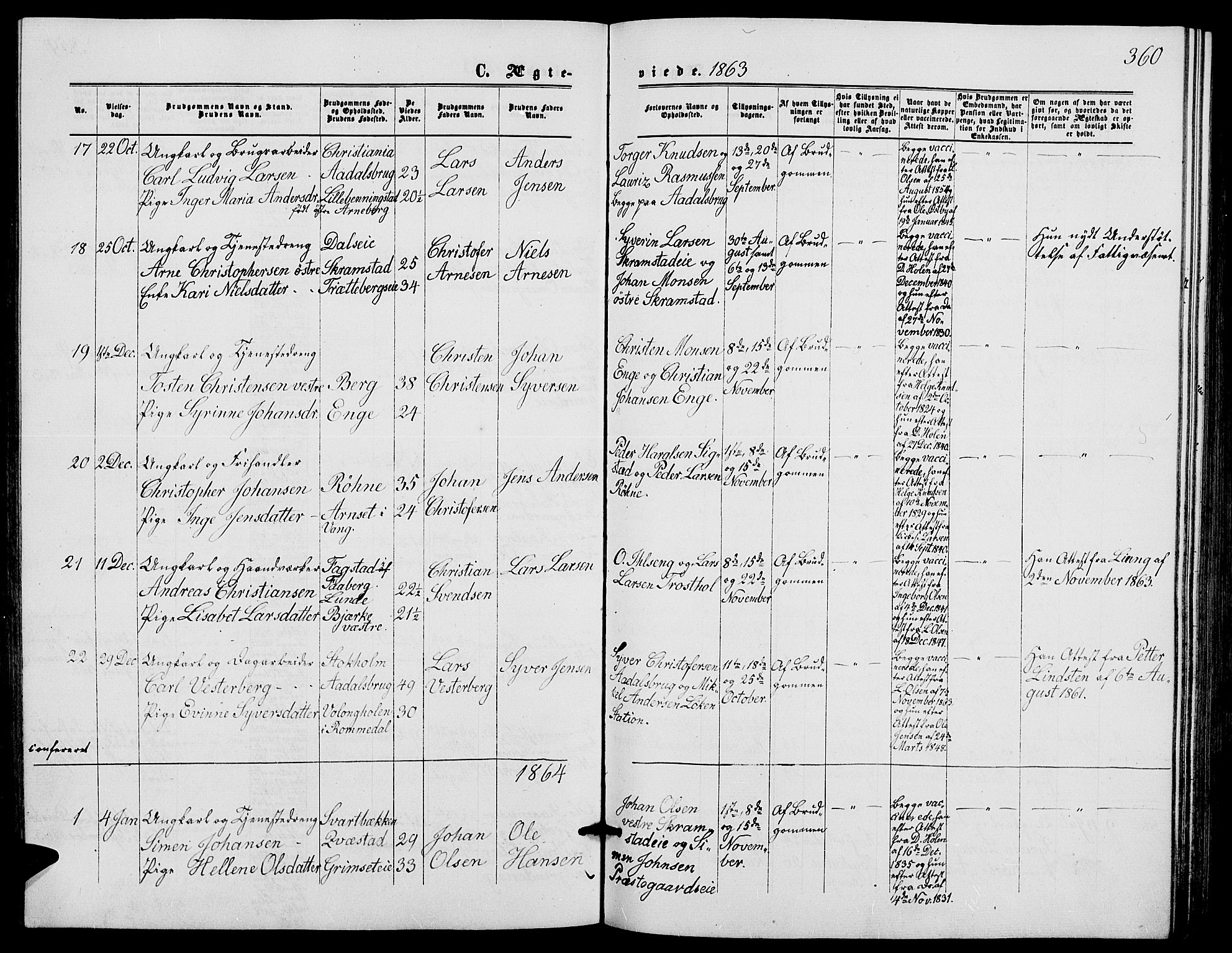 Løten prestekontor, SAH/PREST-022/L/La/L0004: Parish register (copy) no. 4, 1863-1877, p. 360