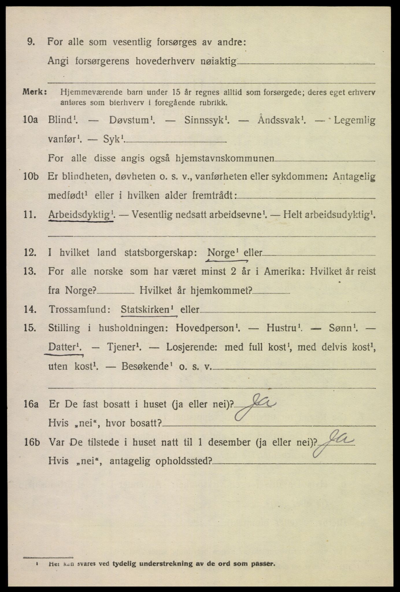 SAK, 1920 census for Lyngdal, 1920, p. 1942