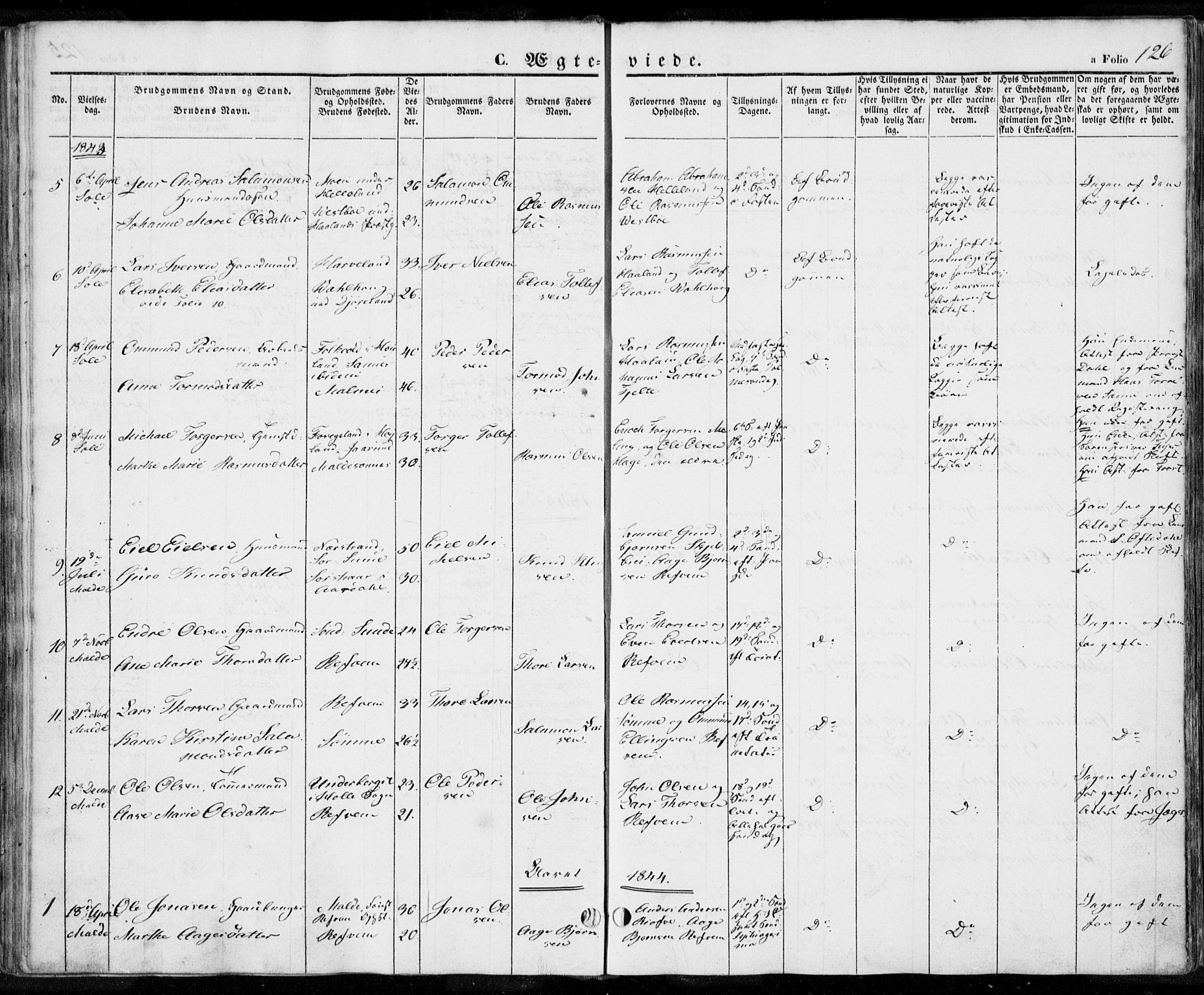 Håland sokneprestkontor, SAST/A-101802/001/30BA/L0006: Parish register (official) no. A 6, 1842-1853, p. 126