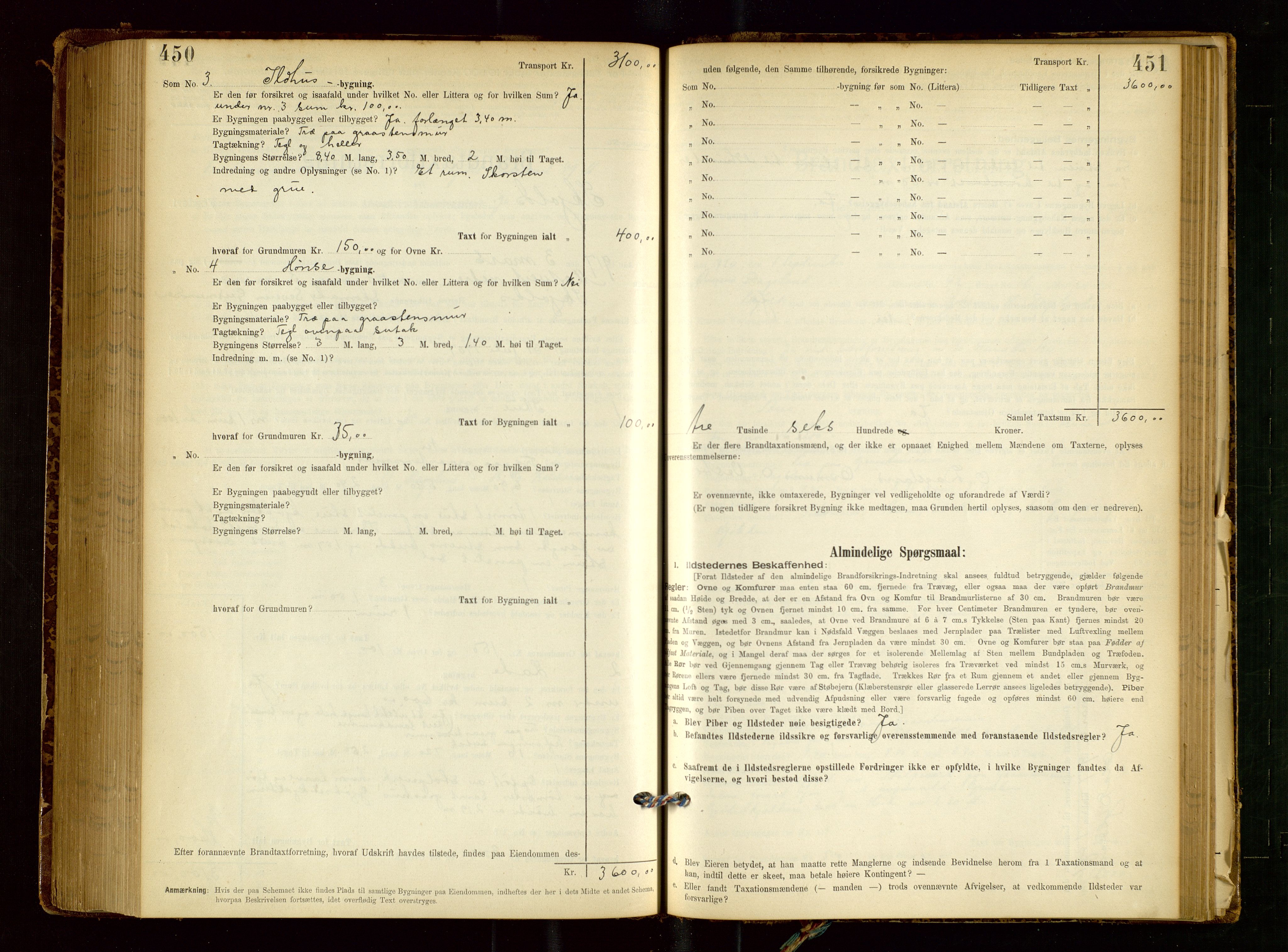 Skjold lensmannskontor, SAST/A-100182/Gob/L0001: "Brandtaxationsprotokol for Skjold Lensmandsdistrikt Ryfylke Fogderi", 1894-1939, p. 450-451