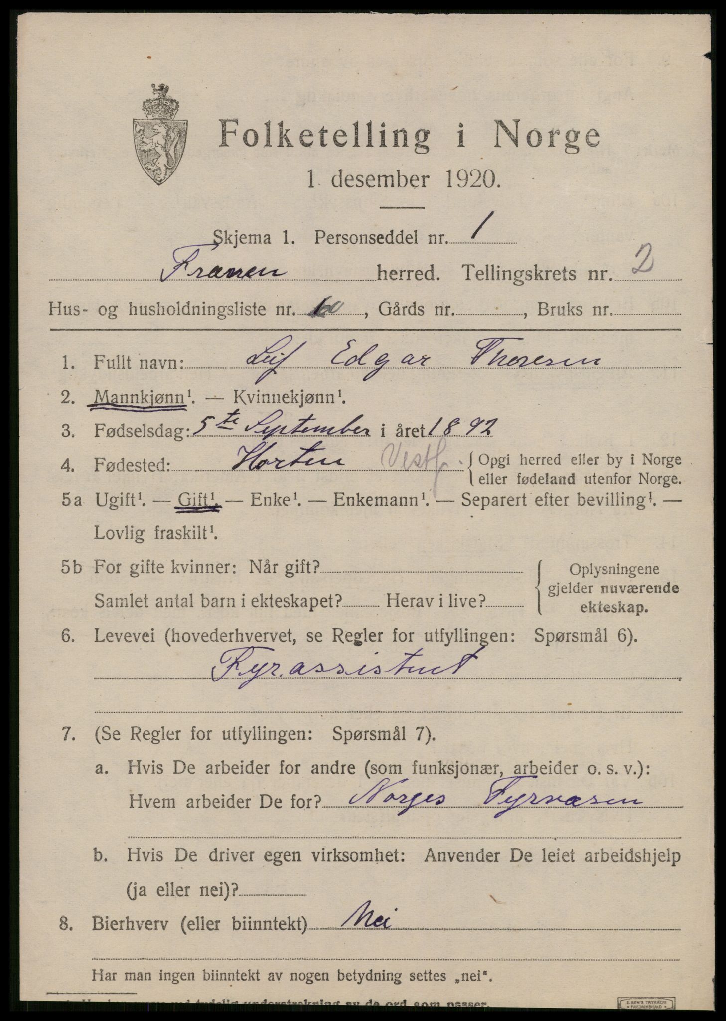 SAT, 1920 census for Fræna, 1920, p. 2301