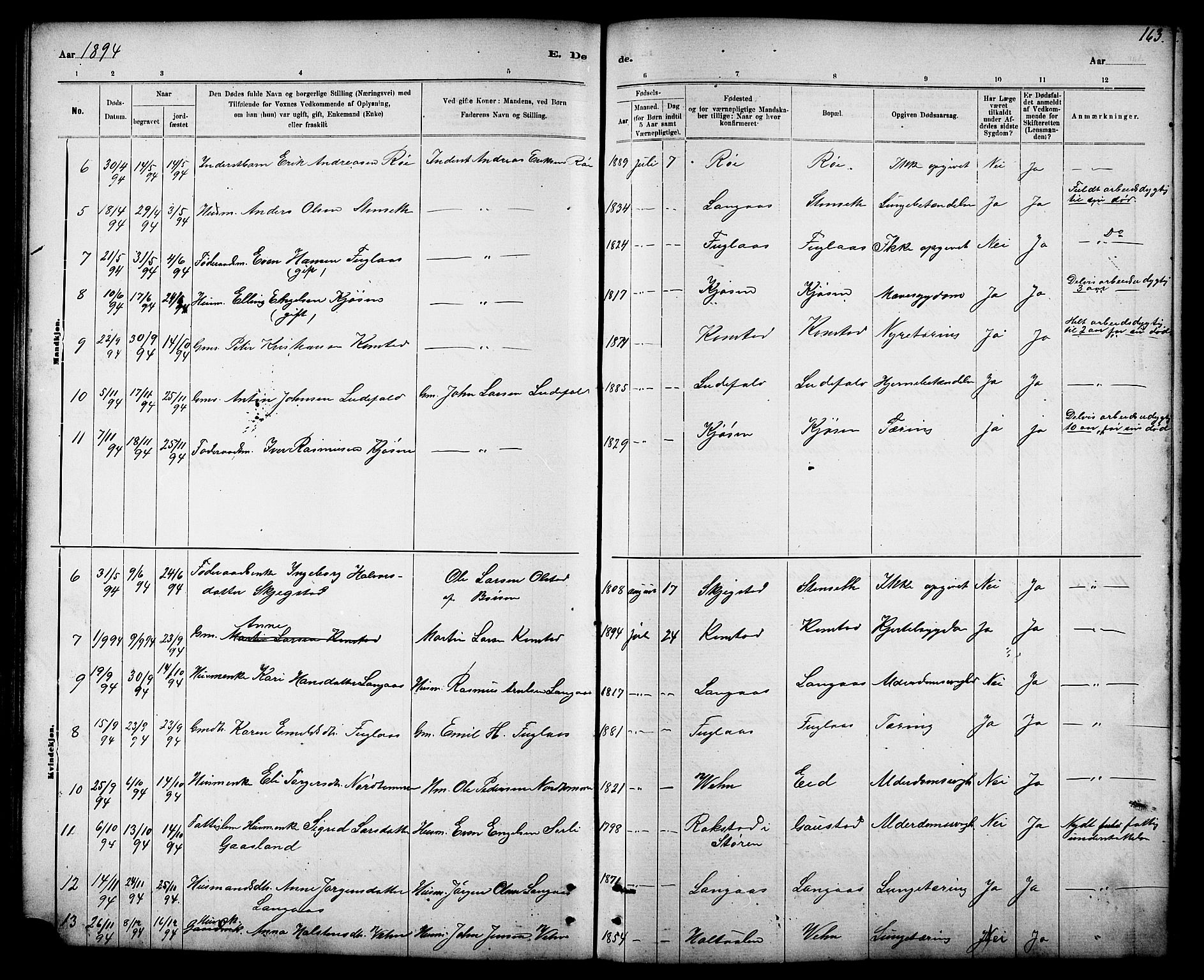 Ministerialprotokoller, klokkerbøker og fødselsregistre - Sør-Trøndelag, SAT/A-1456/694/L1132: Parish register (copy) no. 694C04, 1887-1914, p. 163