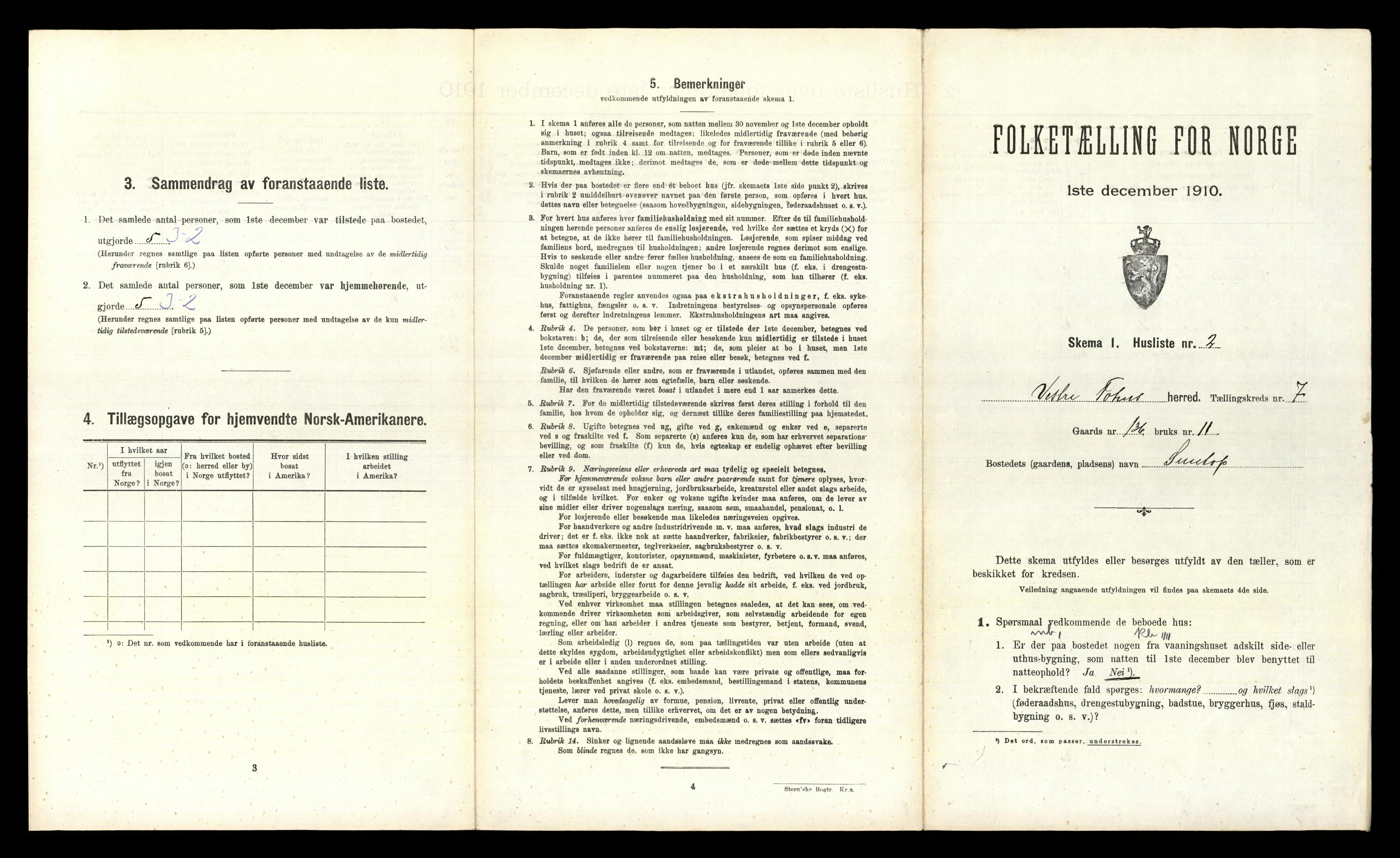 RA, 1910 census for Vestre Toten, 1910, p. 1025