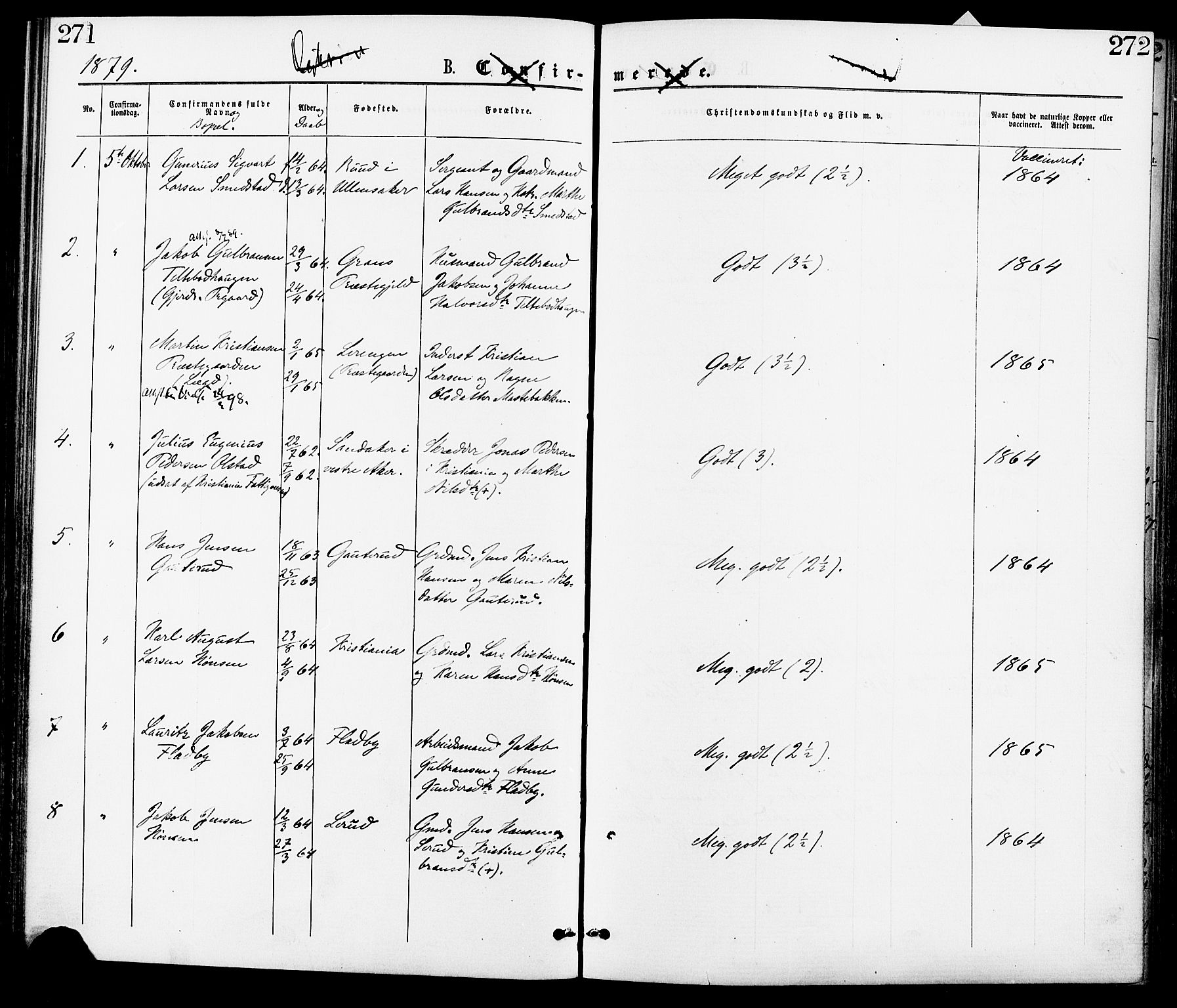 Gjerdrum prestekontor Kirkebøker, AV/SAO-A-10412b/F/Fa/L0008: Parish register (official) no. I 8, 1867-1880, p. 271-272