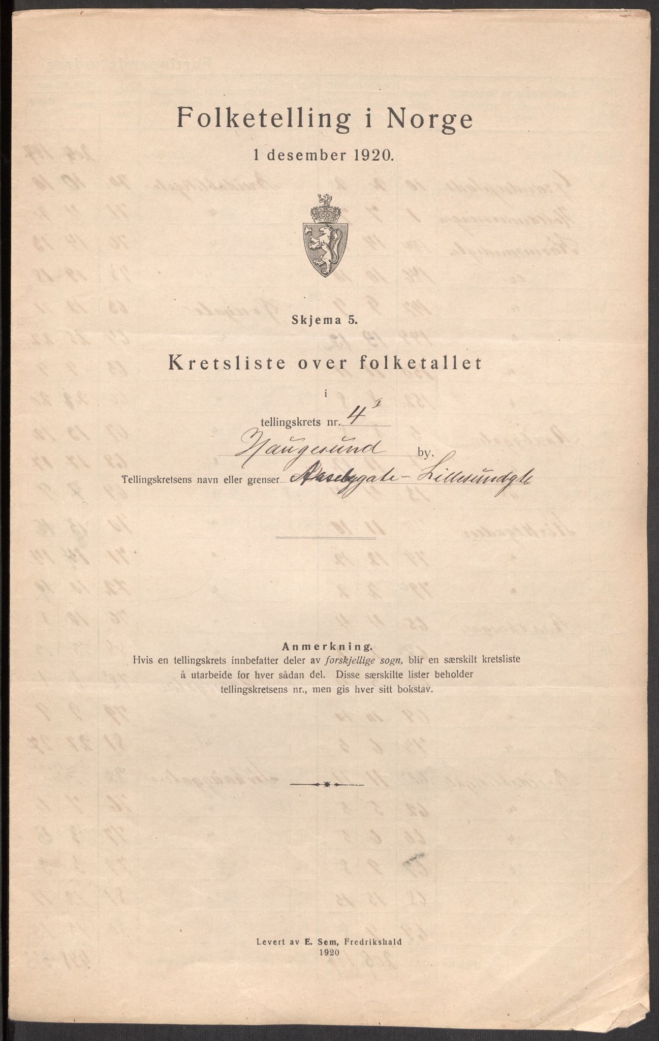 SAST, 1920 census for Haugesund, 1920, p. 15