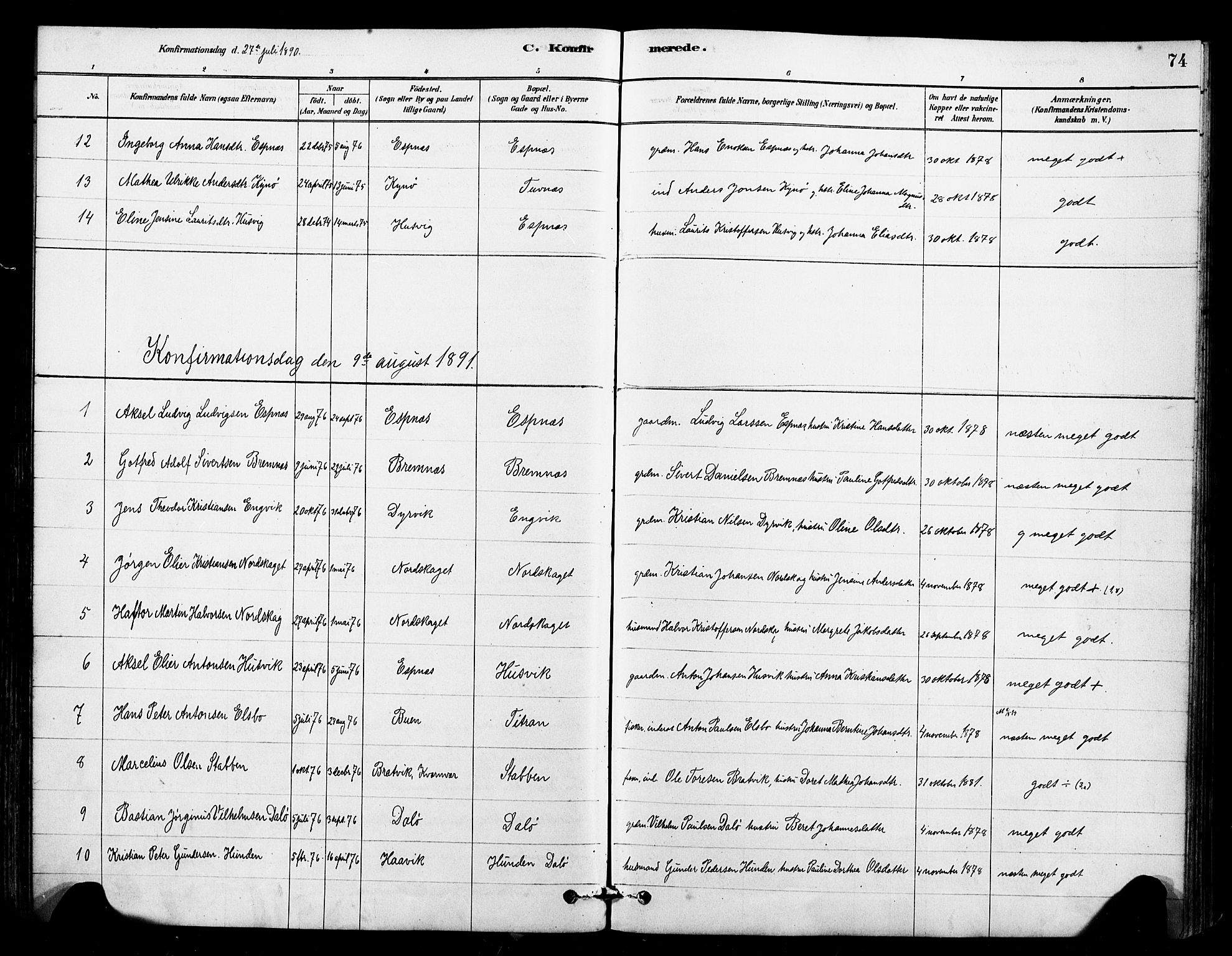 Ministerialprotokoller, klokkerbøker og fødselsregistre - Sør-Trøndelag, SAT/A-1456/641/L0595: Parish register (official) no. 641A01, 1882-1897, p. 74