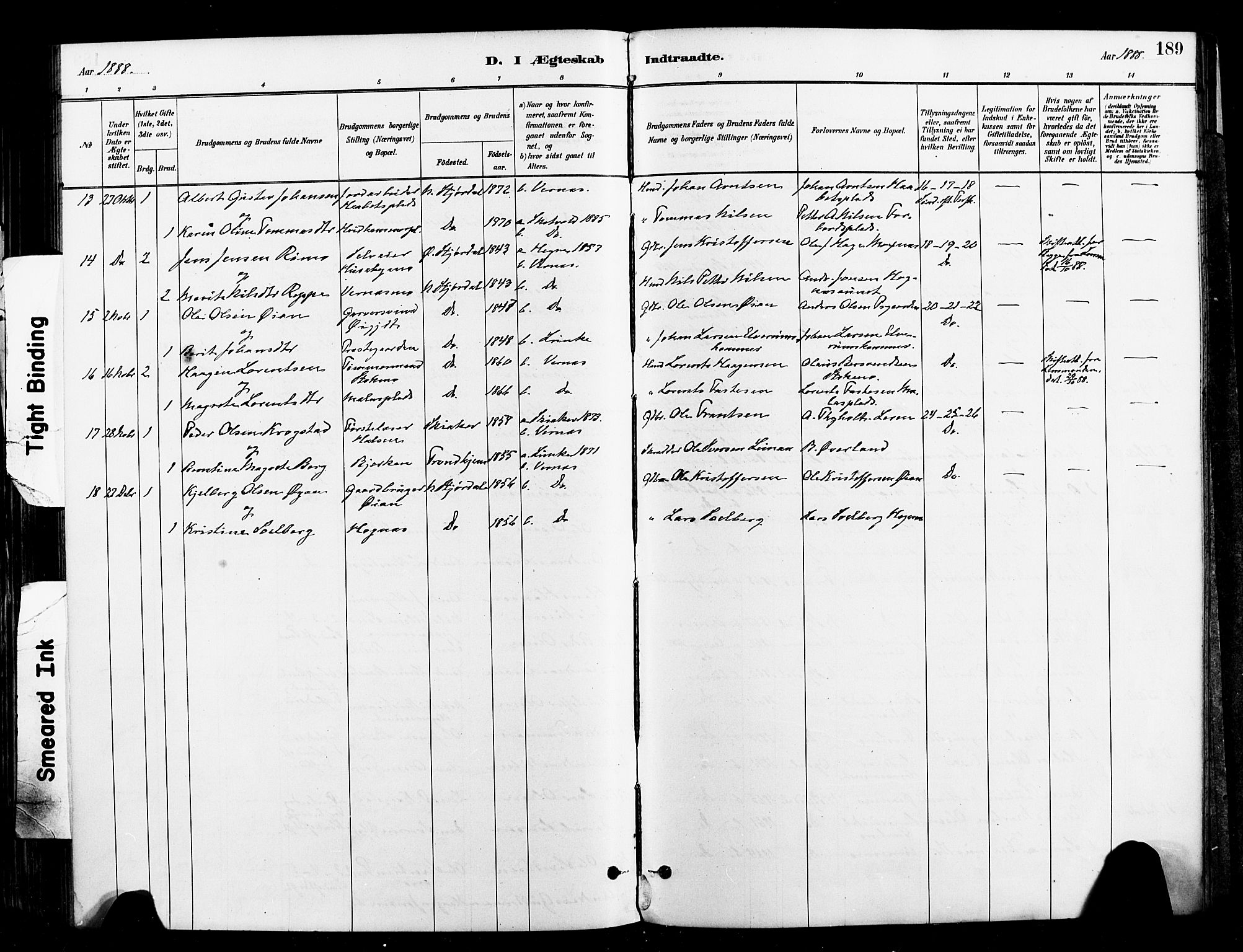 Ministerialprotokoller, klokkerbøker og fødselsregistre - Nord-Trøndelag, SAT/A-1458/709/L0077: Parish register (official) no. 709A17, 1880-1895, p. 189