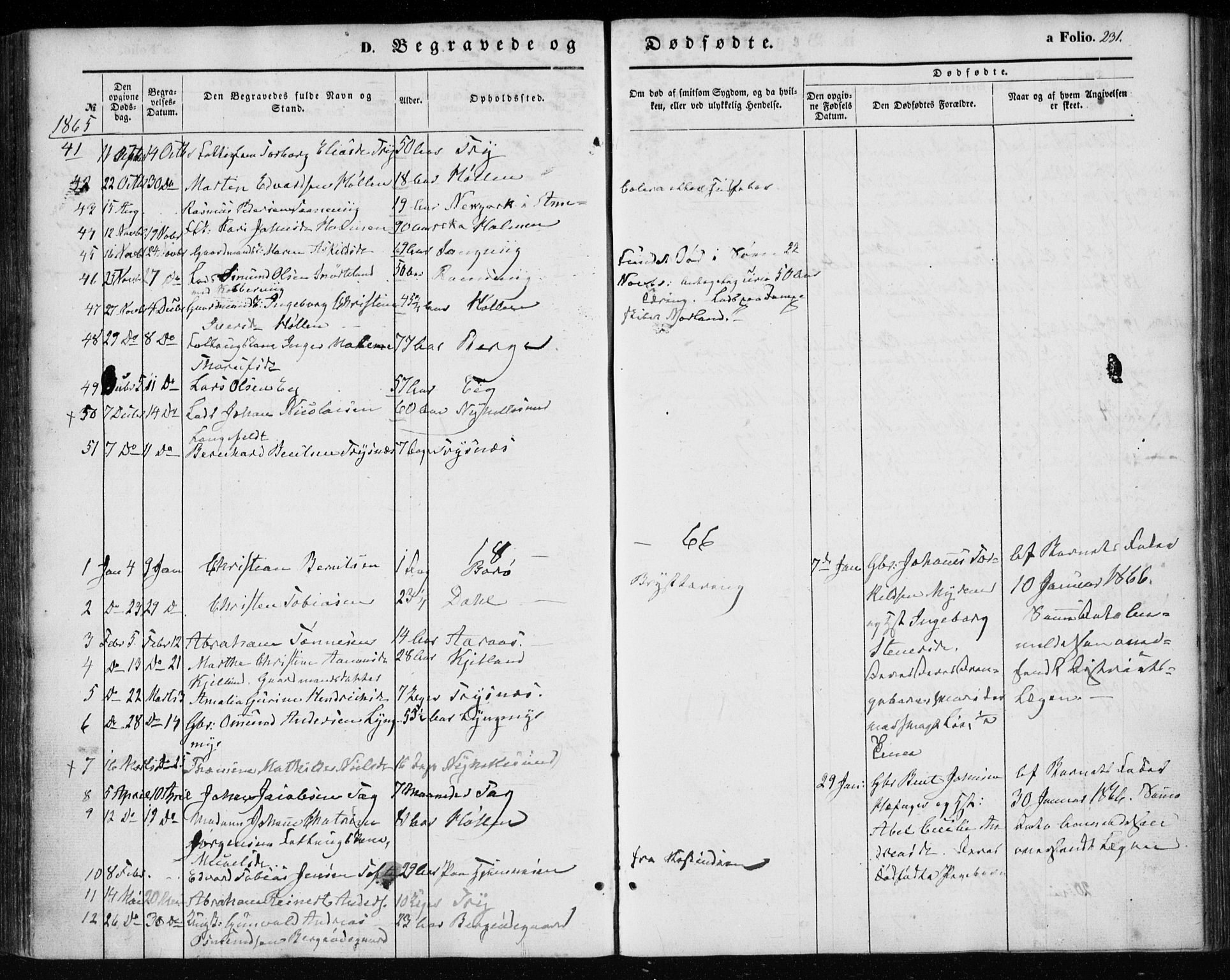 Søgne sokneprestkontor, AV/SAK-1111-0037/F/Fa/Fab/L0010: Parish register (official) no. A 10, 1853-1869, p. 231