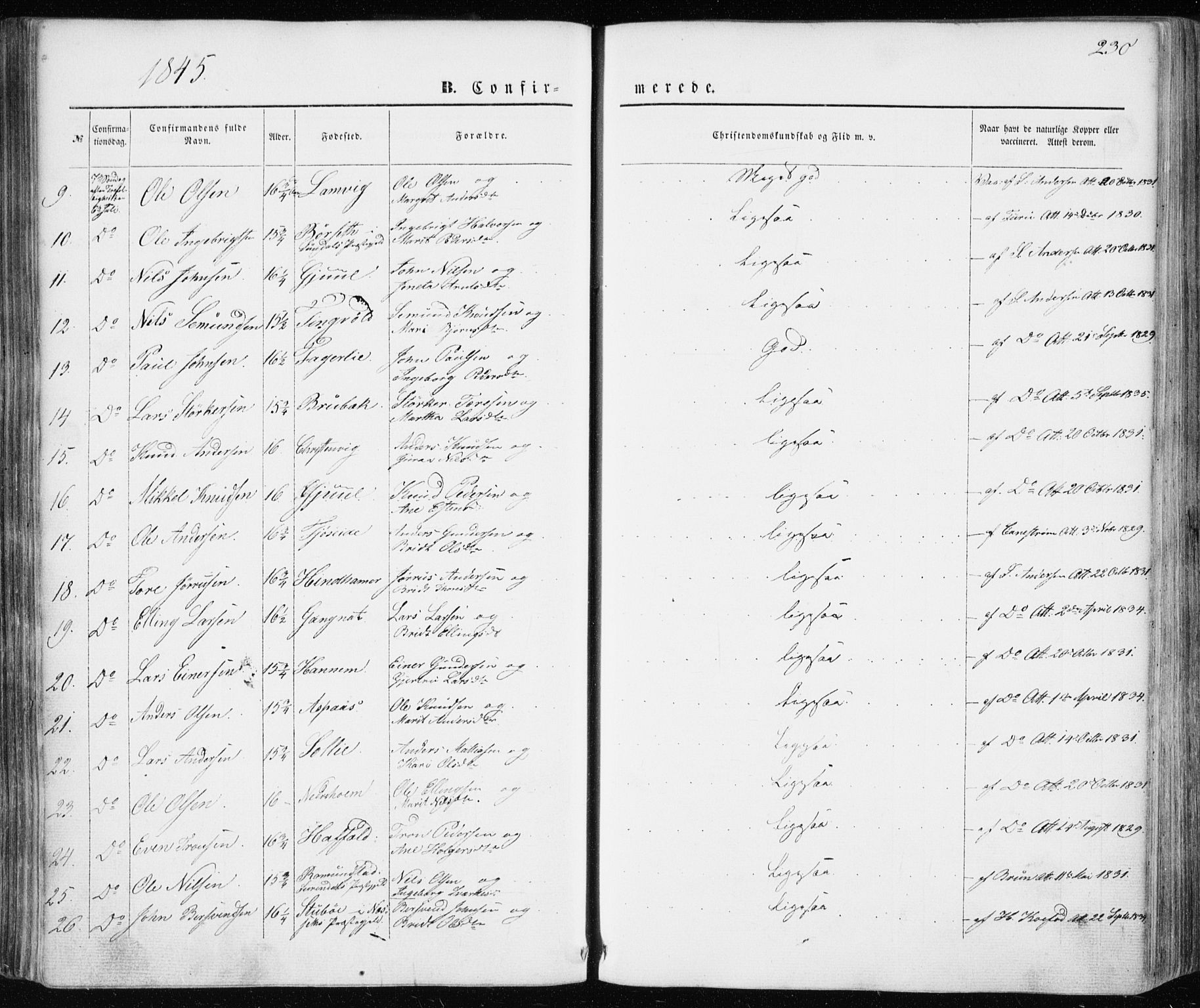 Ministerialprotokoller, klokkerbøker og fødselsregistre - Møre og Romsdal, AV/SAT-A-1454/586/L0984: Parish register (official) no. 586A10, 1844-1856, p. 230