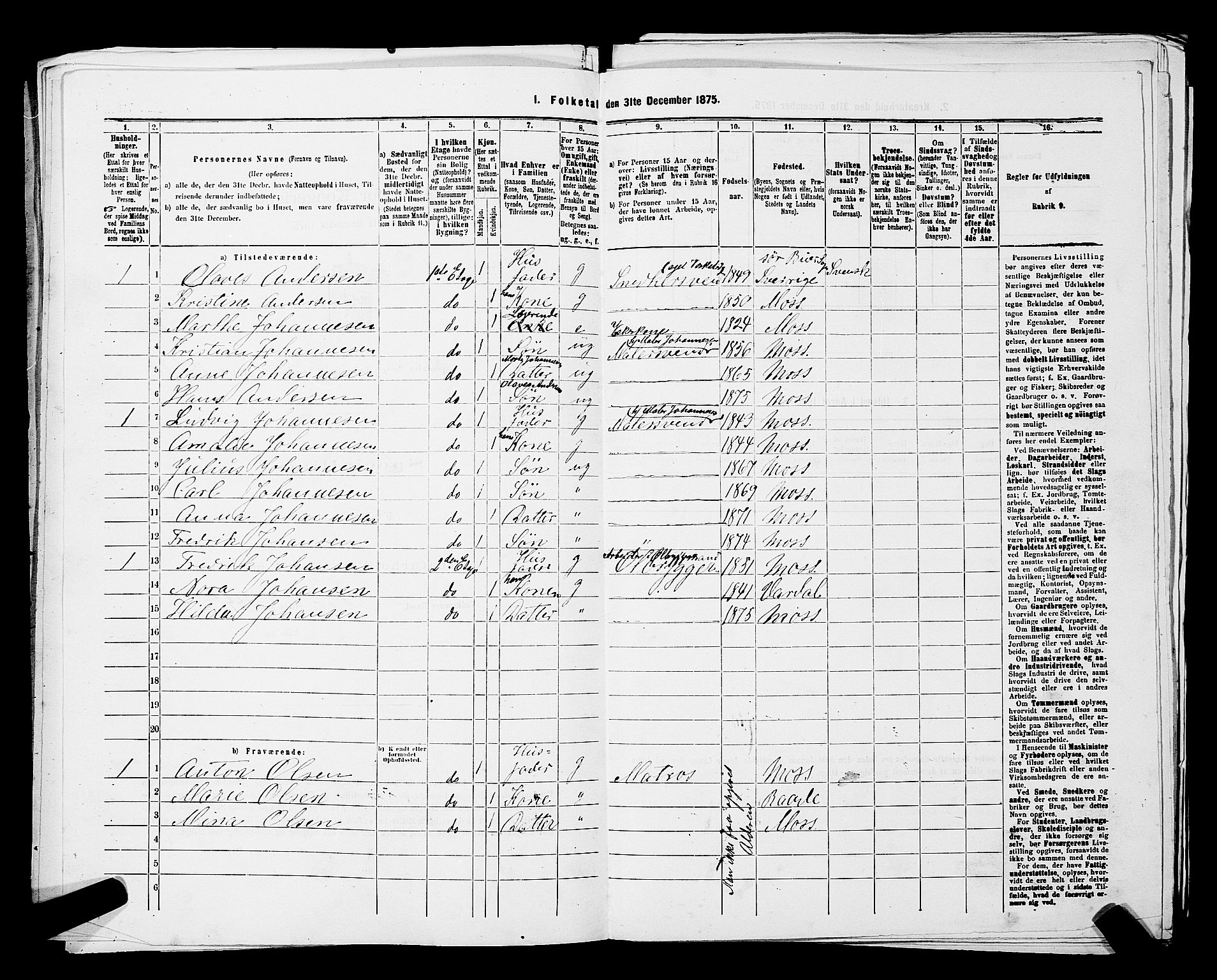 RA, 1875 census for 0104B Moss/Moss, 1875, p. 527