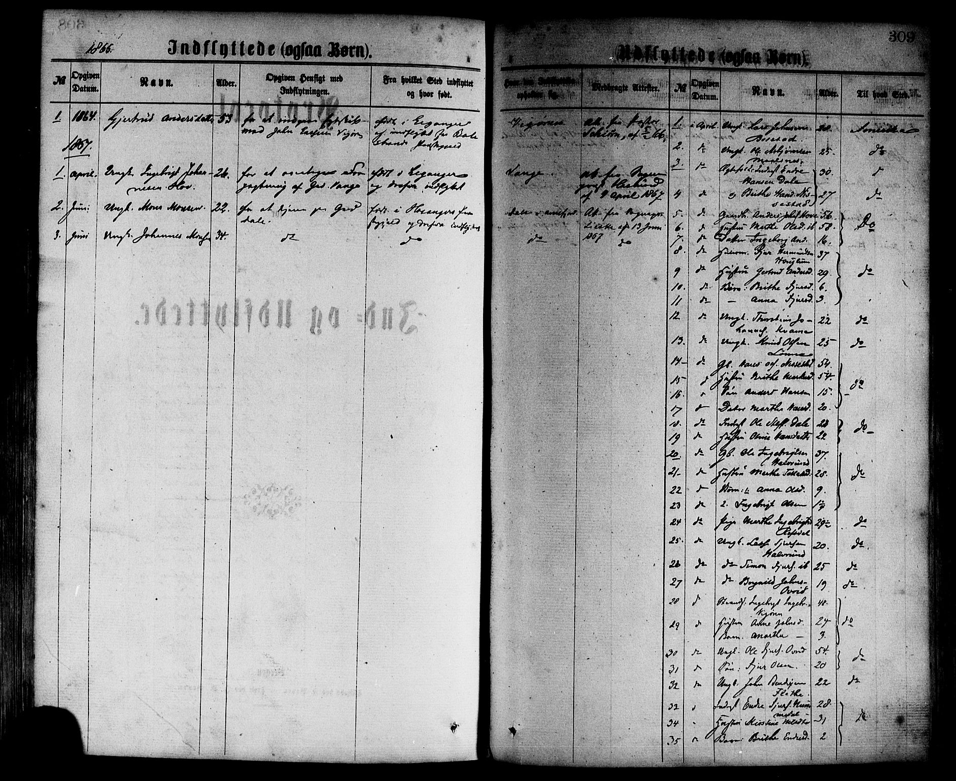 Vik sokneprestembete, AV/SAB-A-81501/H/Haa/Haaa/L0009: Parish register (official) no. A 9, 1866-1877, p. 309