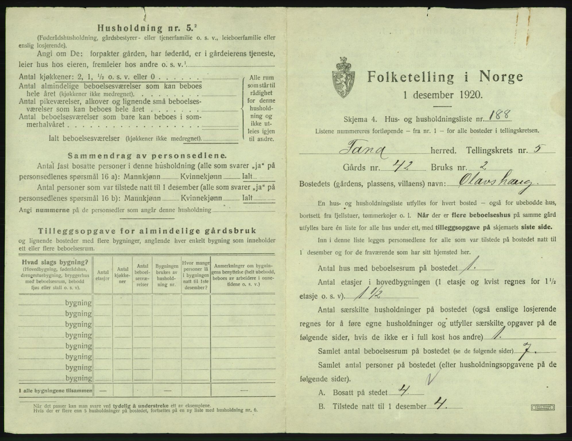 SAB, 1920 census for Fana, 1920, p. 912