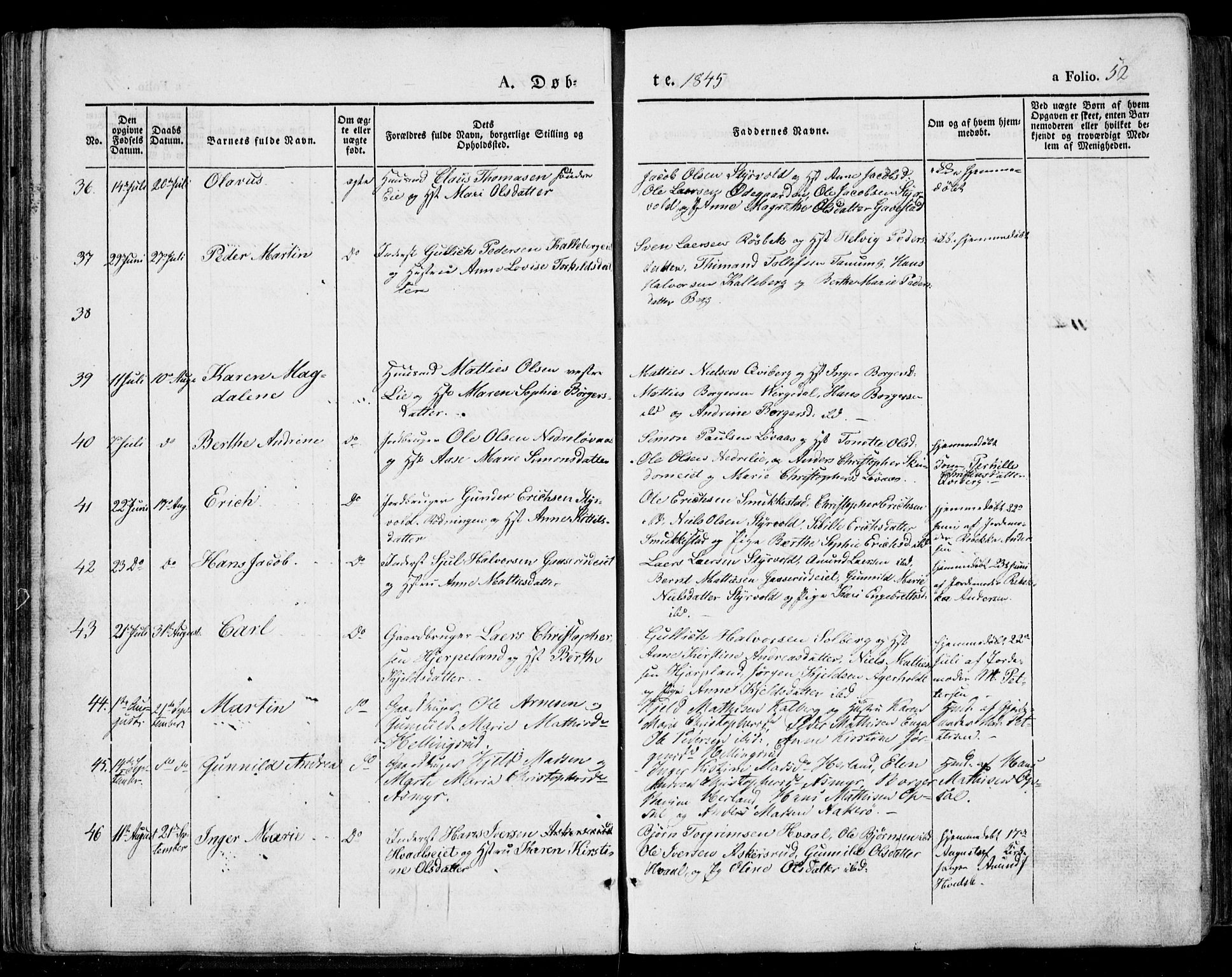 Lardal kirkebøker, SAKO/A-350/F/Fa/L0006: Parish register (official) no. I 6, 1835-1860, p. 52