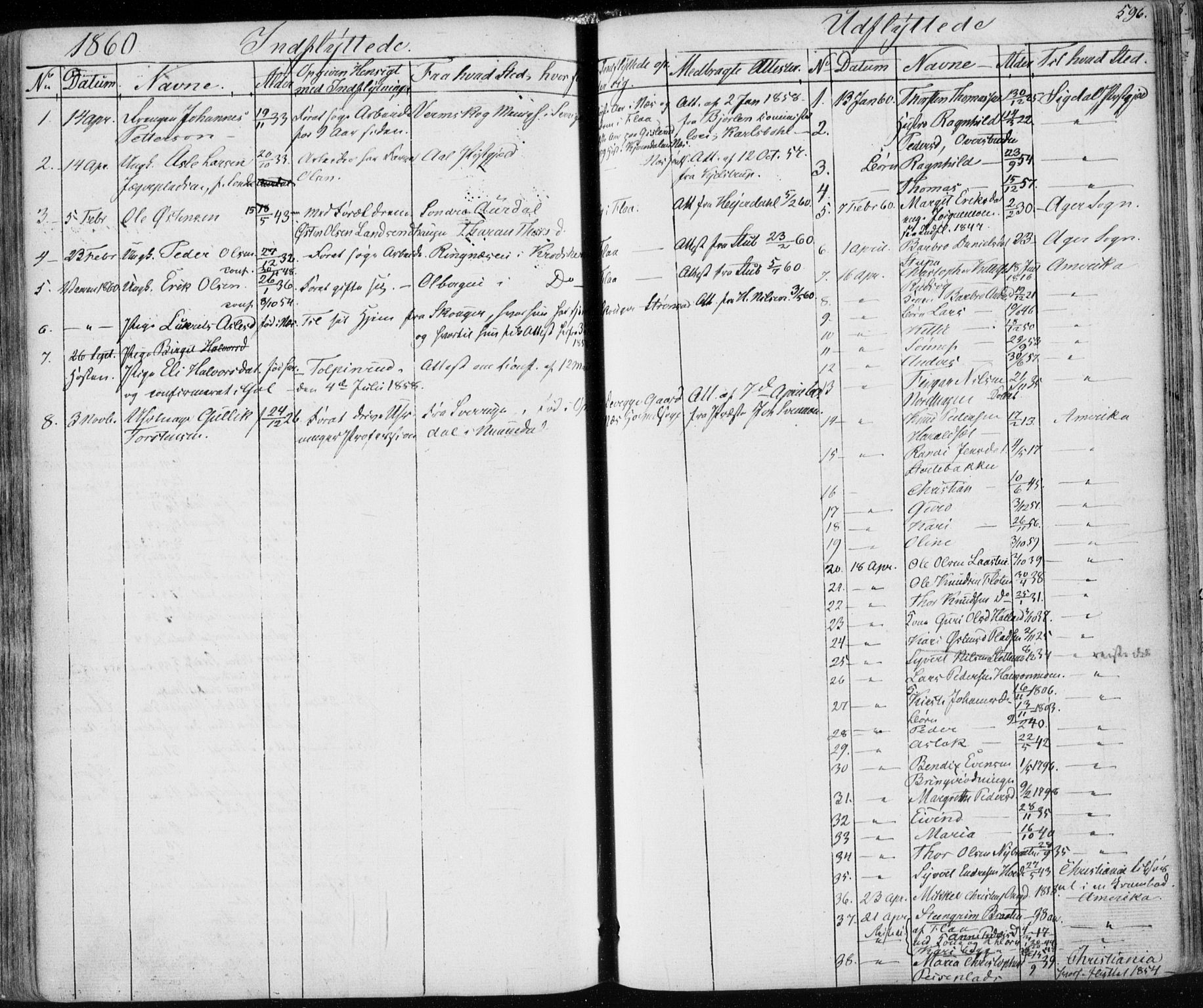 Nes kirkebøker, SAKO/A-236/F/Fa/L0009: Parish register (official) no. 9, 1834-1863, p. 596