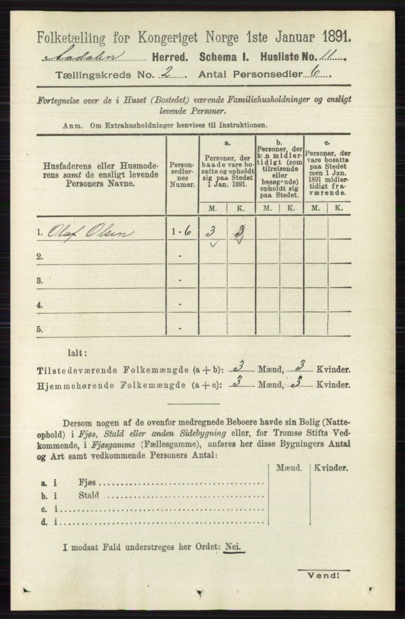 RA, 1891 census for 0614 Ådal, 1891, p. 599