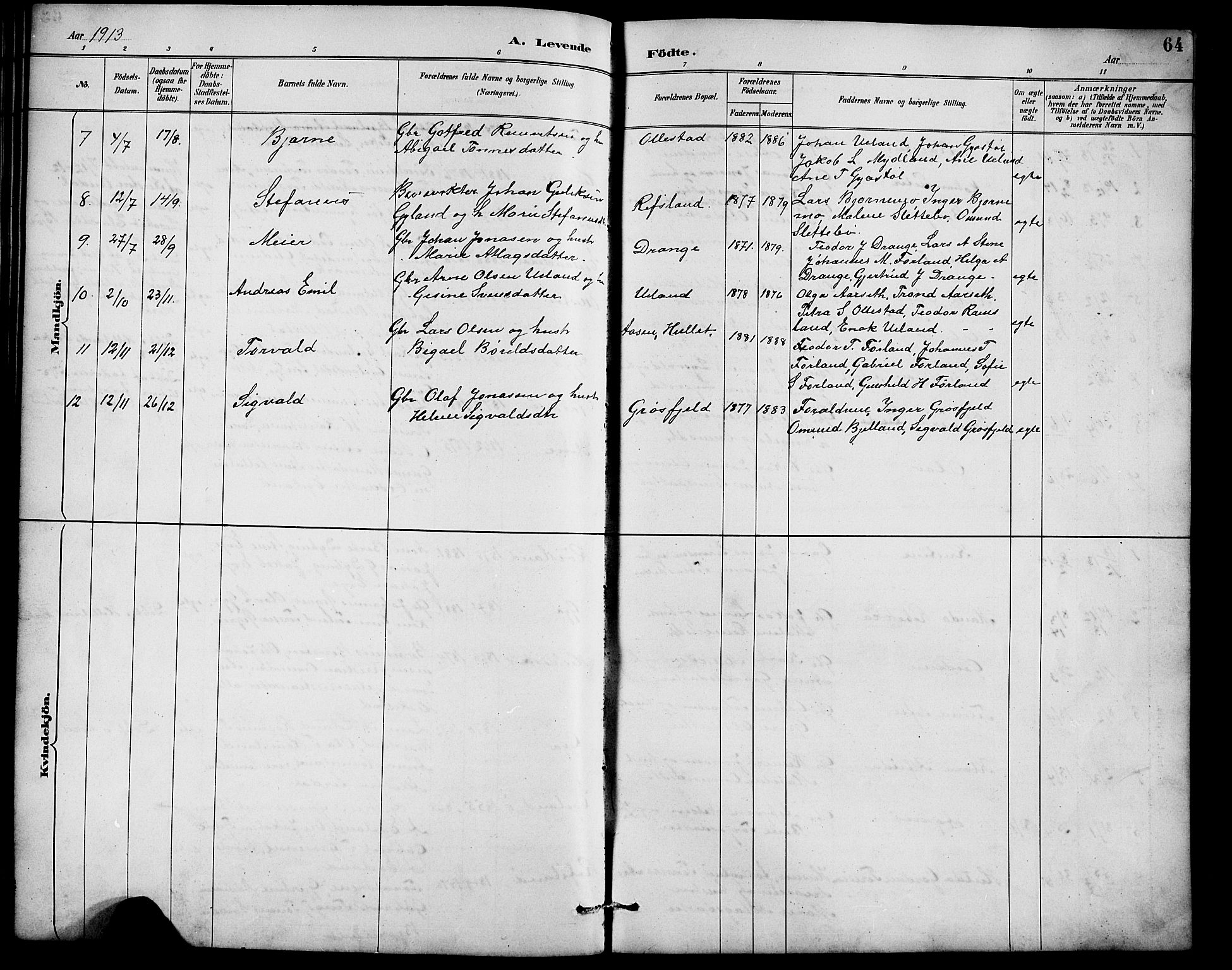 Lund sokneprestkontor, AV/SAST-A-101809/S07/L0007: Parish register (copy) no. B 7, 1890-1925, p. 64