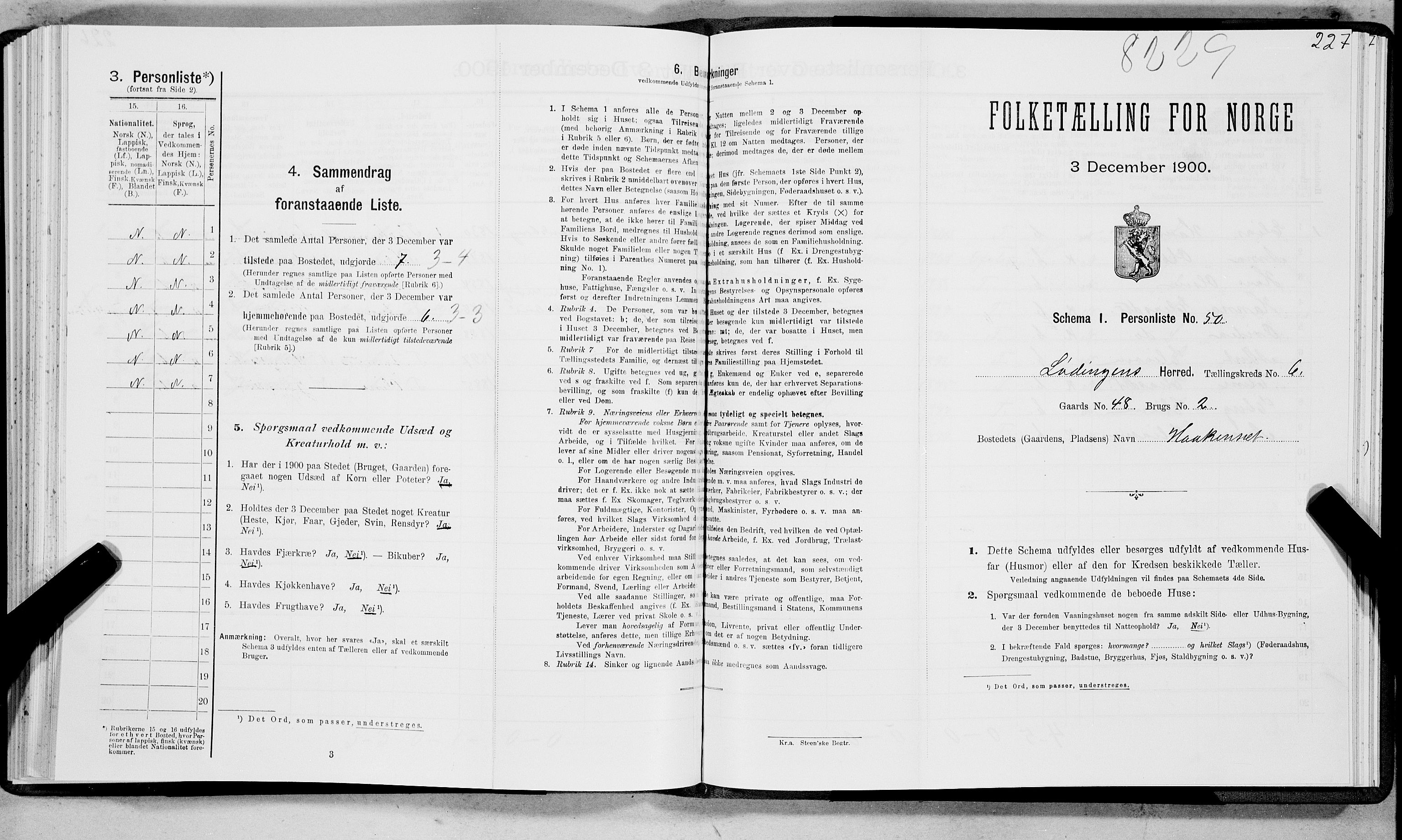 SAT, 1900 census for Lødingen, 1900, p. 705