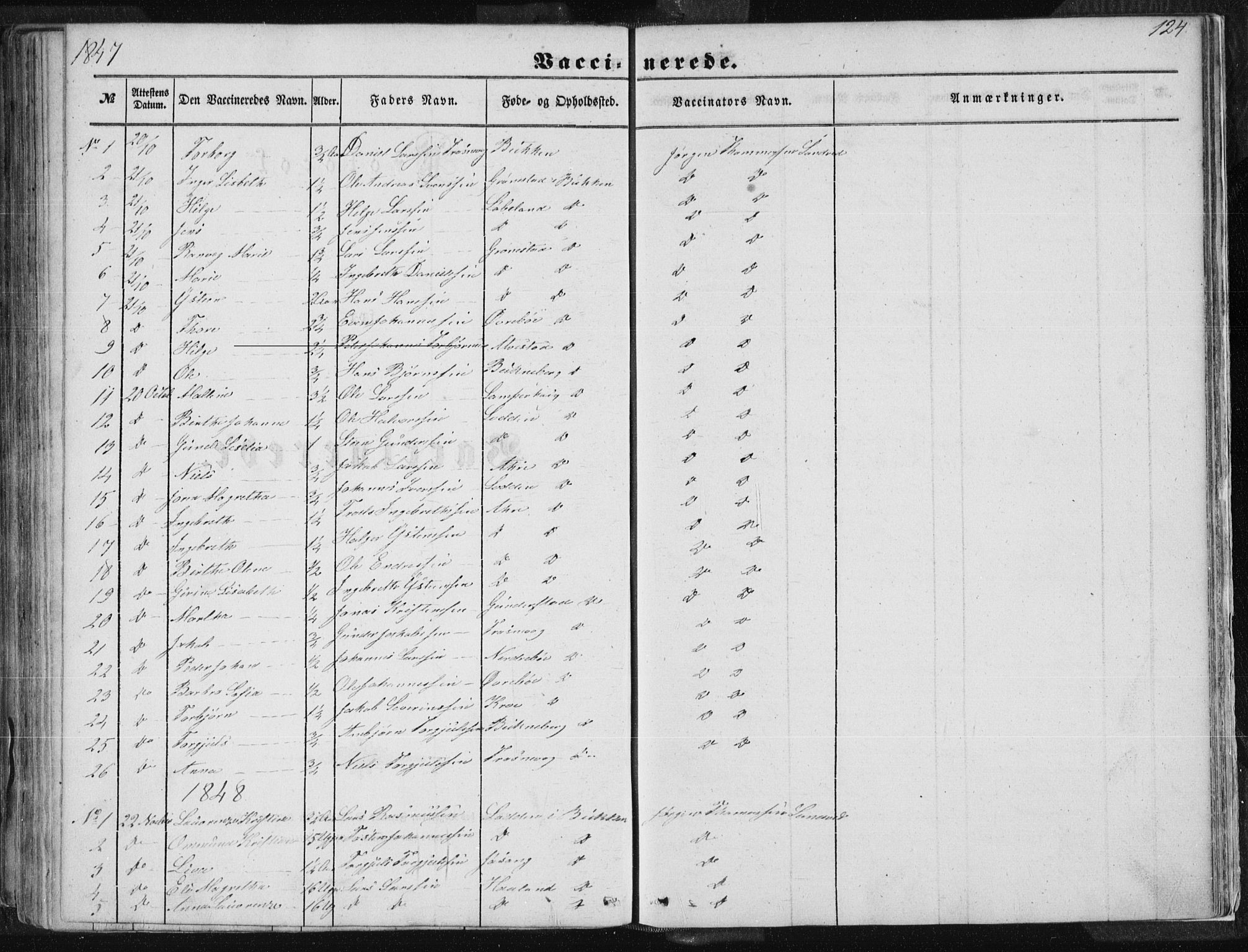Tysvær sokneprestkontor, SAST/A -101864/H/Ha/Haa/L0002: Parish register (official) no. A 2, 1847-1856, p. 124