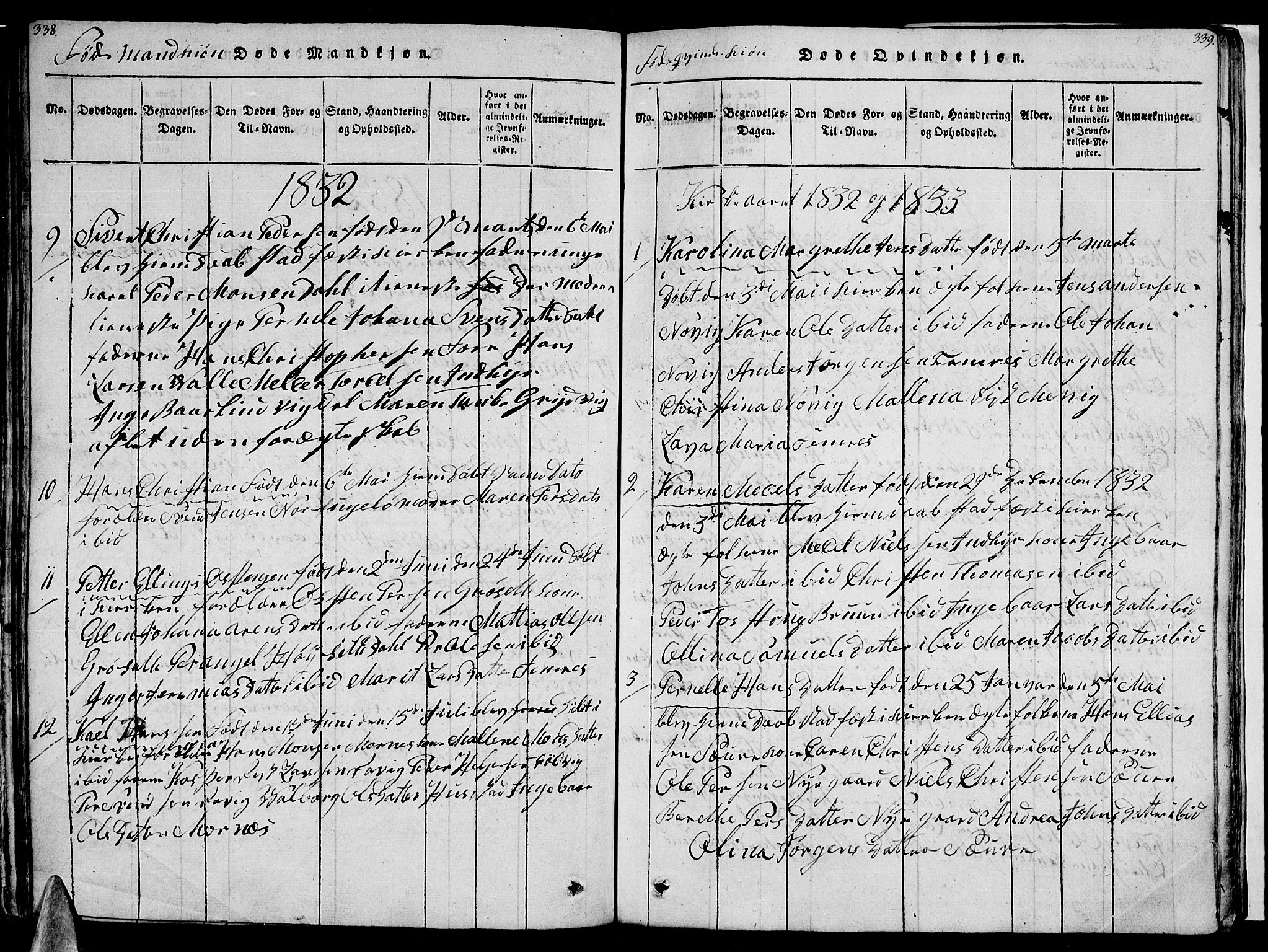 Ministerialprotokoller, klokkerbøker og fødselsregistre - Nordland, AV/SAT-A-1459/805/L0105: Parish register (copy) no. 805C01, 1820-1839, p. 338-339