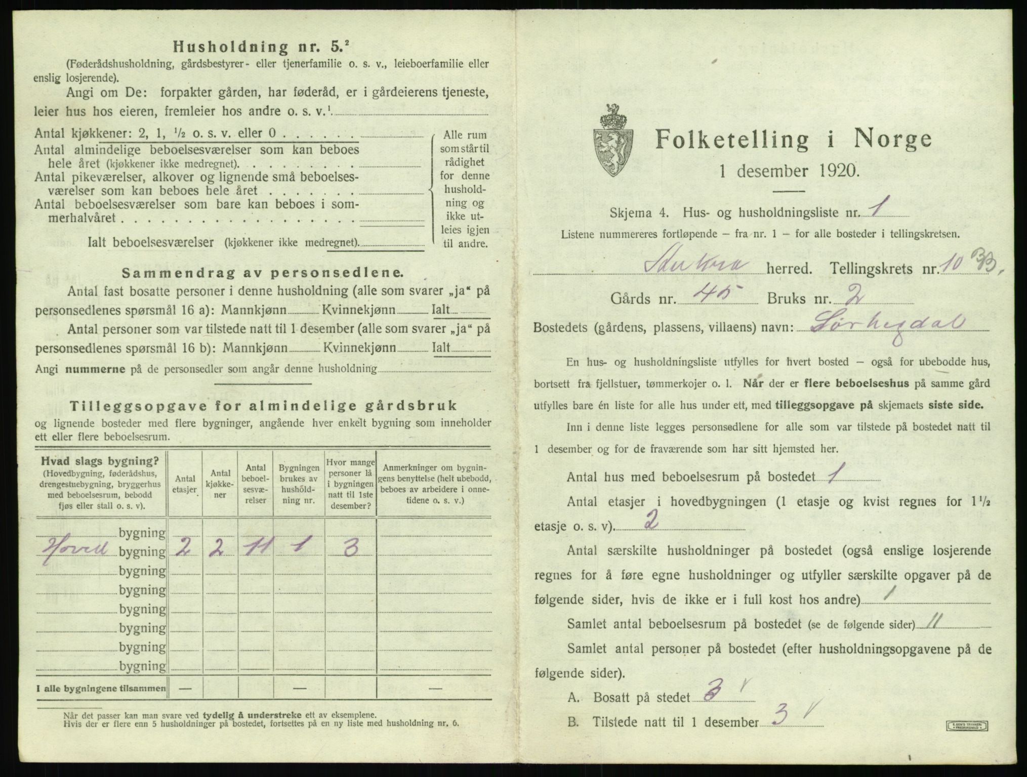 SAT, 1920 census for Aukra, 1920, p. 669