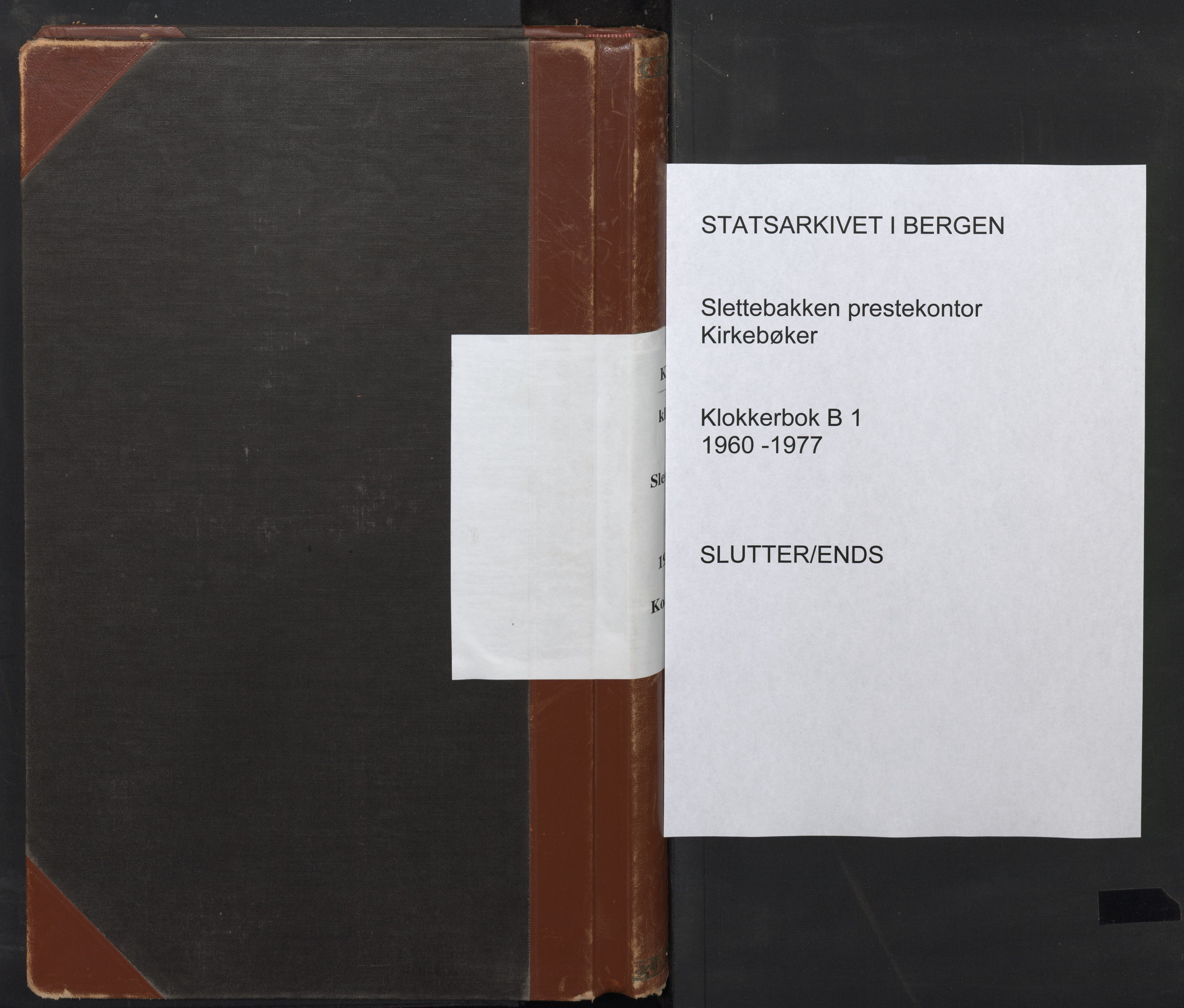 Slettebakken Sokneprestembete, SAB/A-77901/H/Hab: Parish register (copy) no. B 1, 1960-1977