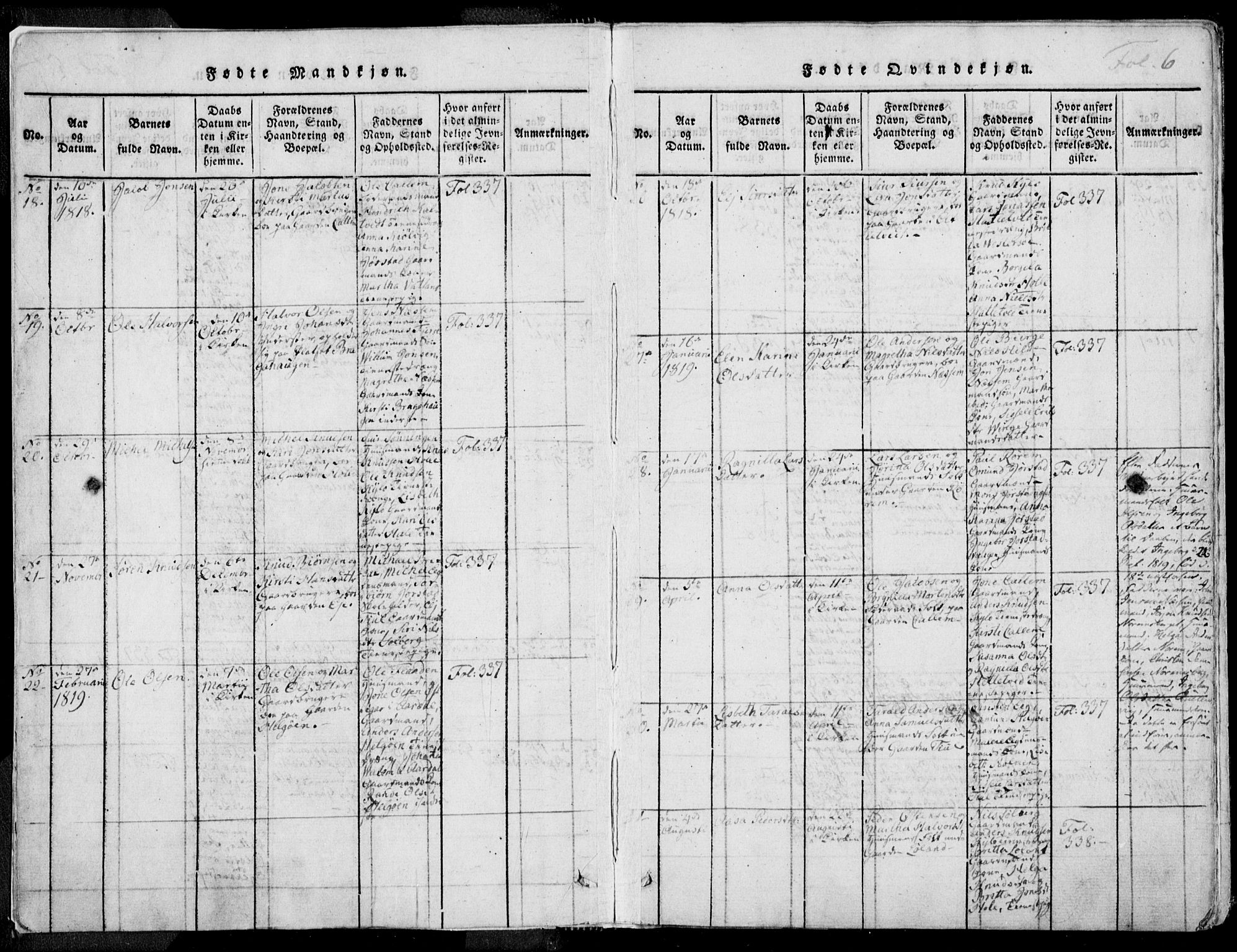 Nedstrand sokneprestkontor, AV/SAST-A-101841/01/IV: Parish register (official) no. A 7, 1816-1870, p. 6