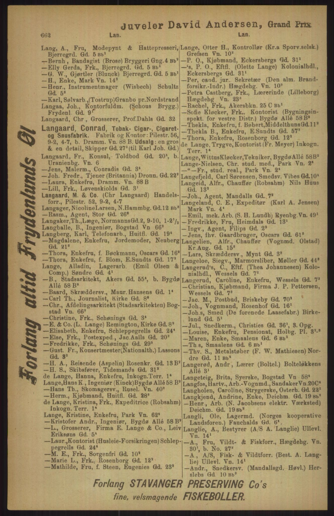 Kristiania/Oslo adressebok, PUBL/-, 1911, p. 662