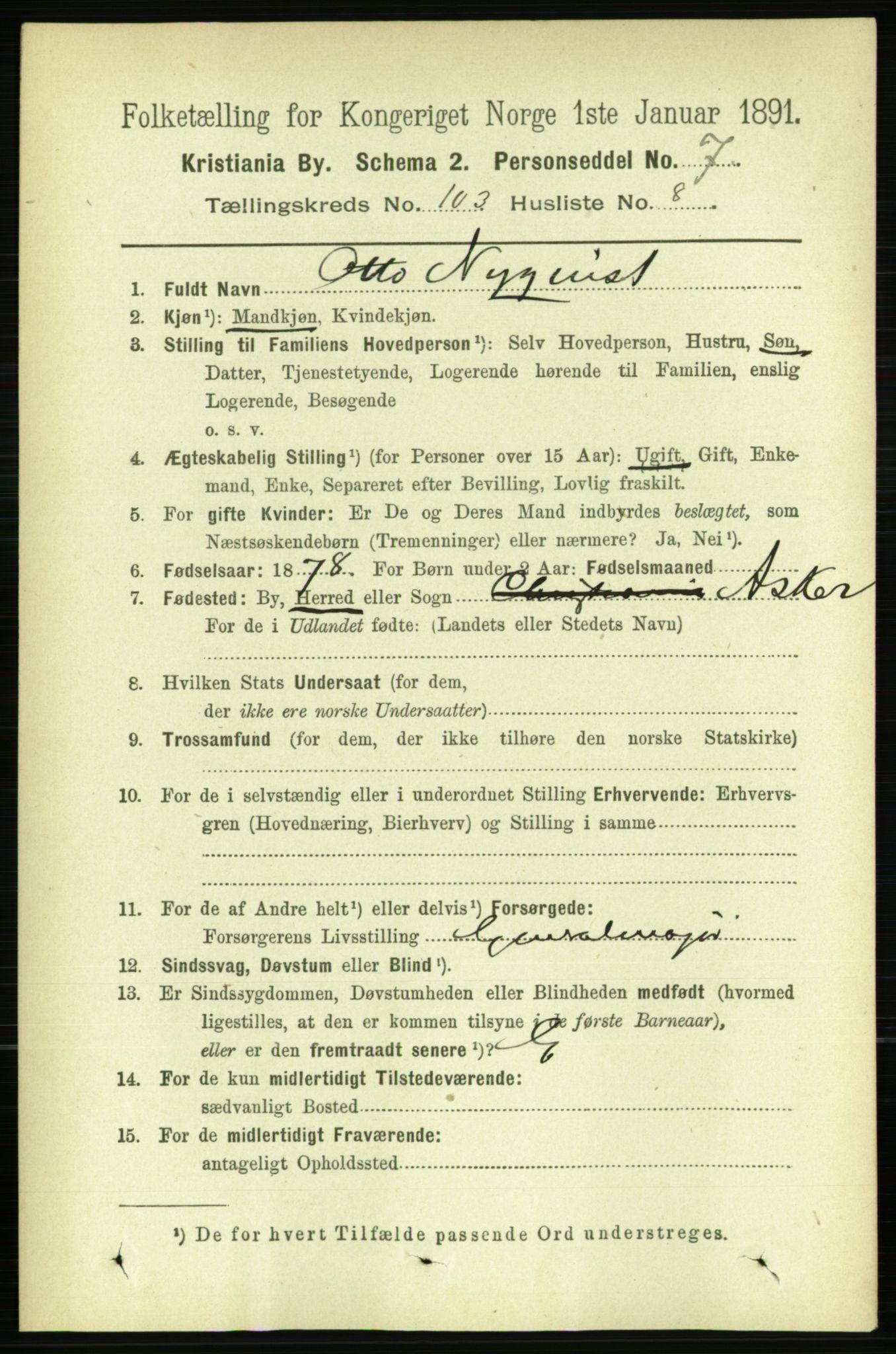 RA, 1891 census for 0301 Kristiania, 1891, p. 51521
