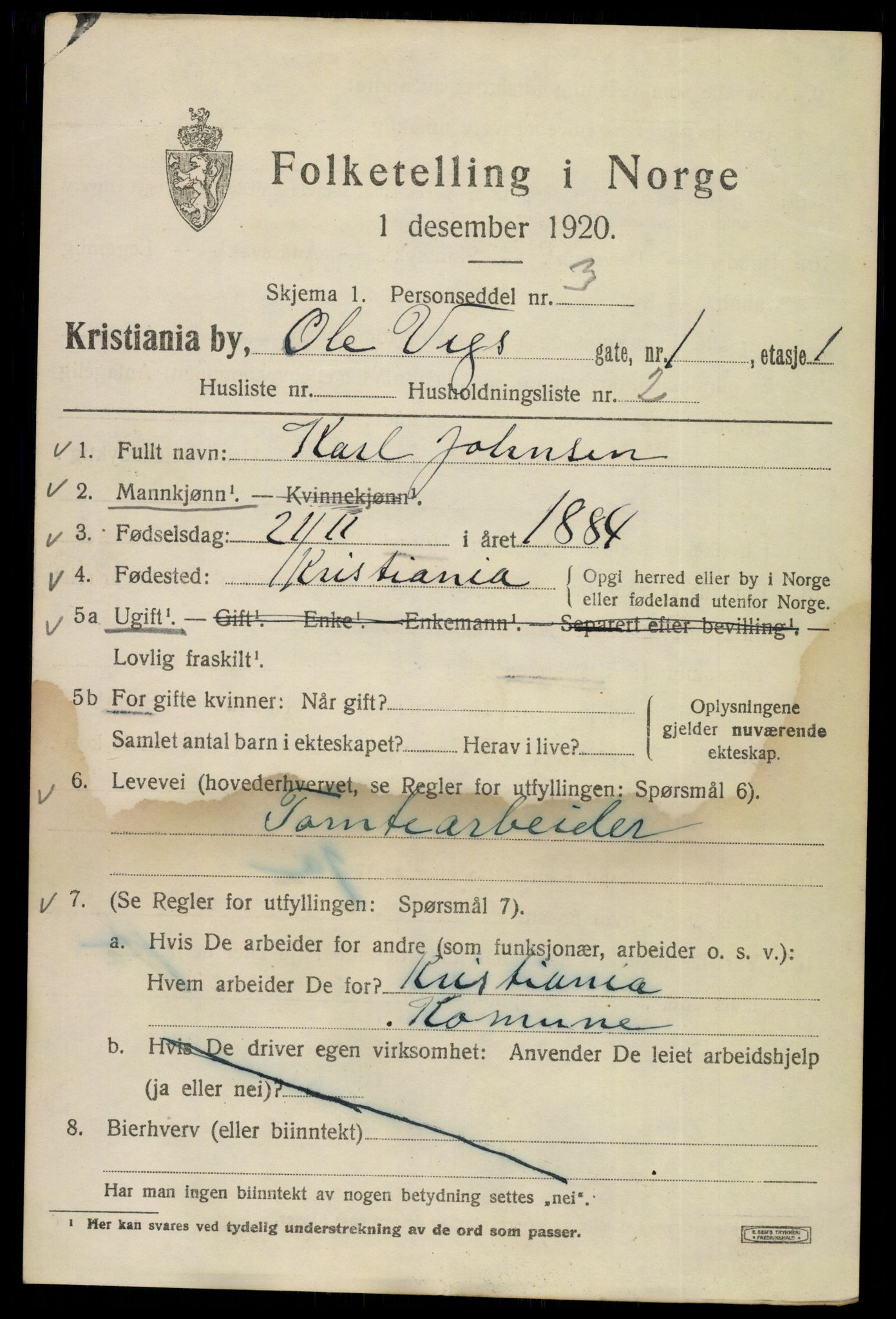 SAO, 1920 census for Kristiania, 1920, p. 432935