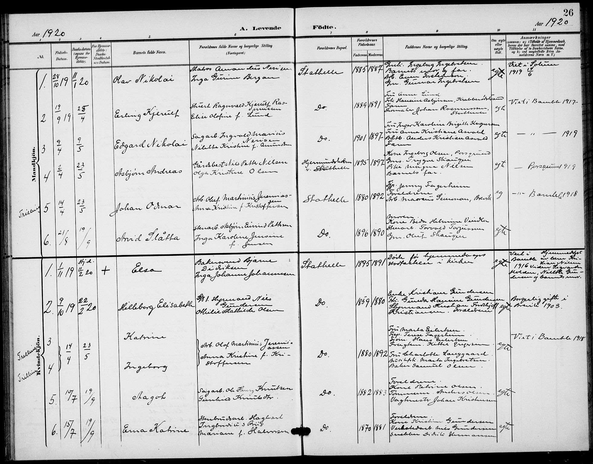 Bamble kirkebøker, SAKO/A-253/G/Gb/L0002: Parish register (copy) no. II 2, 1900-1925, p. 26