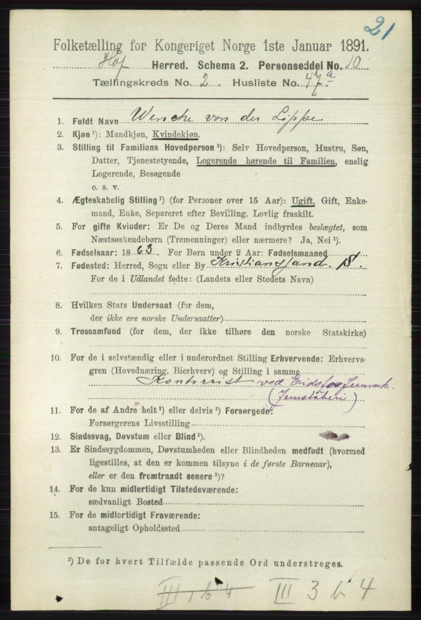 RA, 1891 census for 0714 Hof, 1891, p. 840