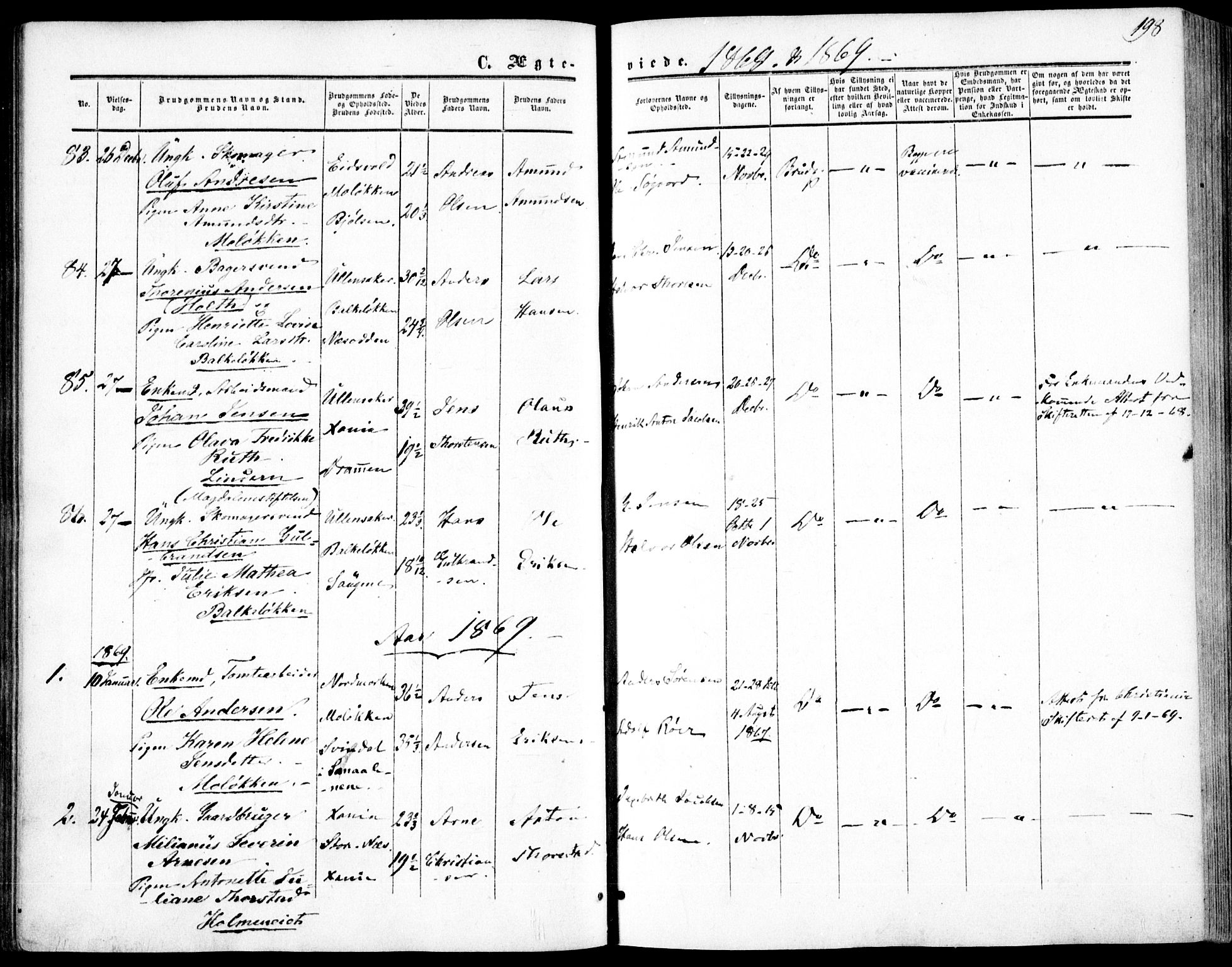 Vestre Aker prestekontor Kirkebøker, AV/SAO-A-10025/F/Fa/L0002: Parish register (official) no. 2, 1855-1877, p. 198