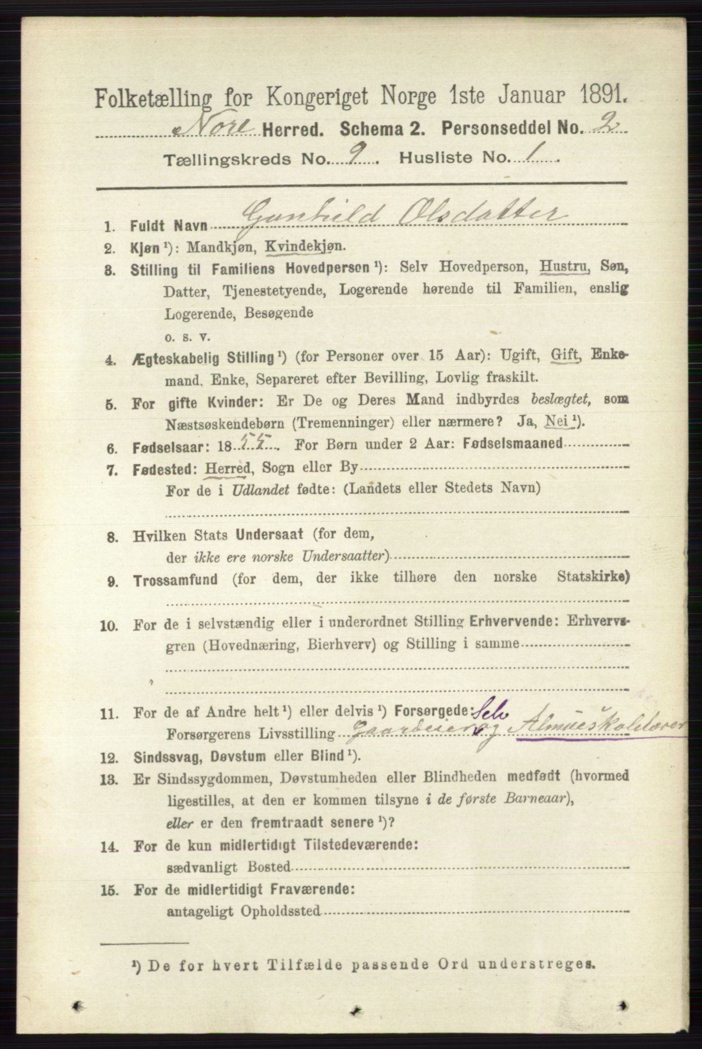 RA, 1891 census for 0633 Nore, 1891, p. 3207