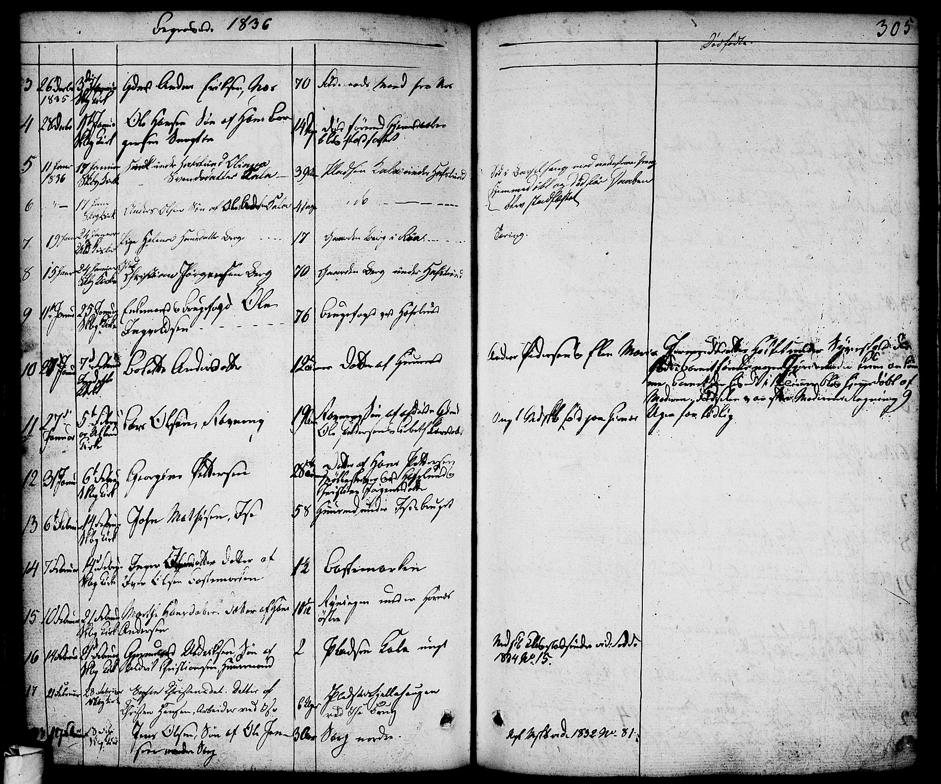 Skjeberg prestekontor Kirkebøker, AV/SAO-A-10923/F/Fa/L0005: Parish register (official) no. I 5, 1830-1845, p. 305