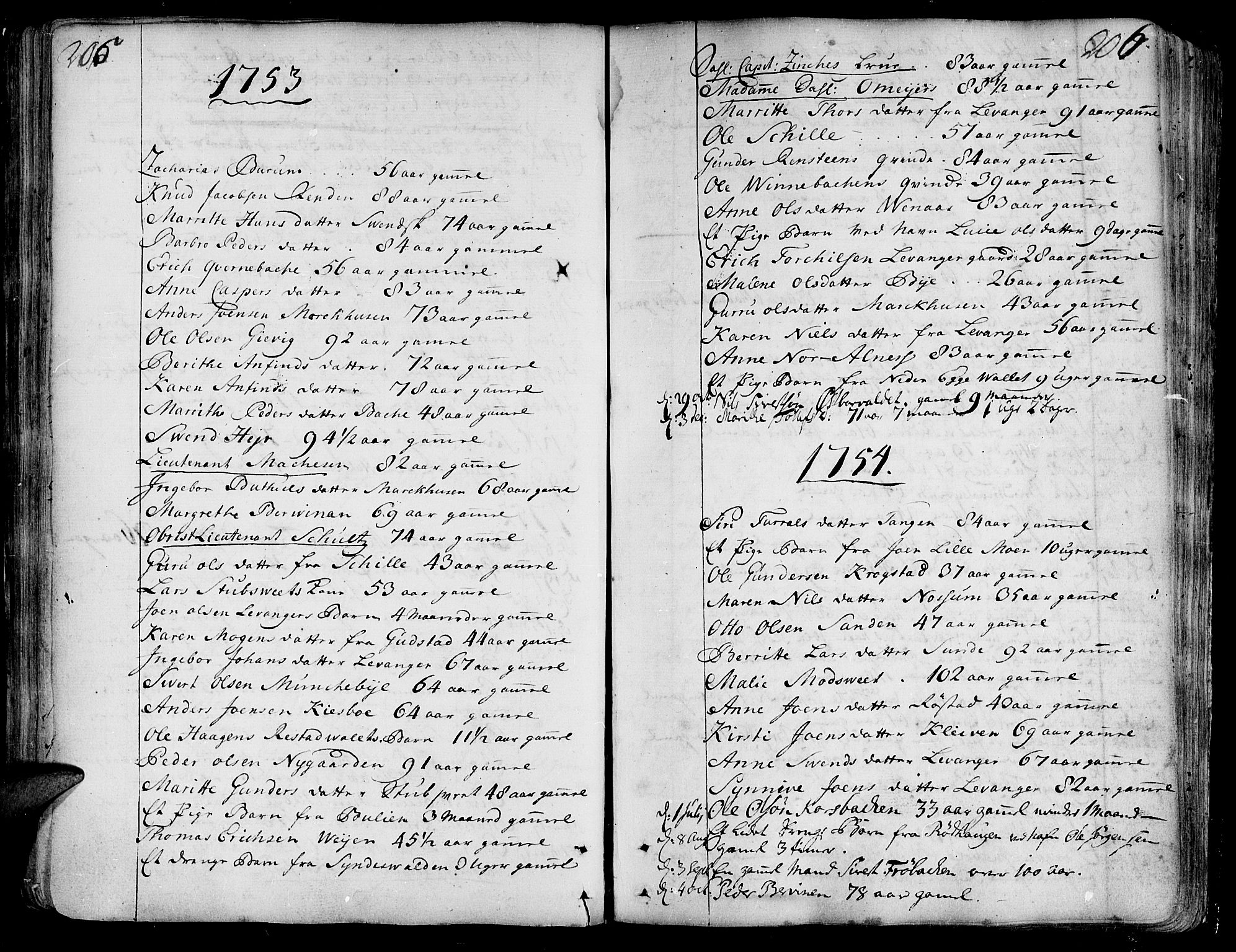 Ministerialprotokoller, klokkerbøker og fødselsregistre - Nord-Trøndelag, SAT/A-1458/717/L0141: Parish register (official) no. 717A01, 1747-1803, p. 205-206