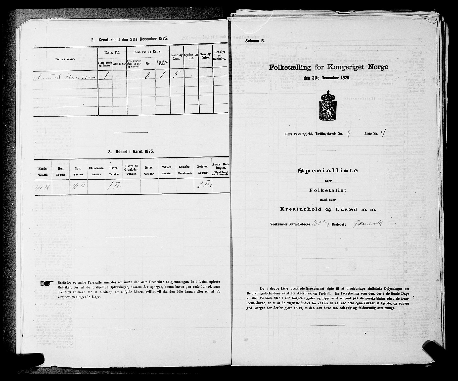 SAKO, 1875 census for 0626P Lier, 1875, p. 945