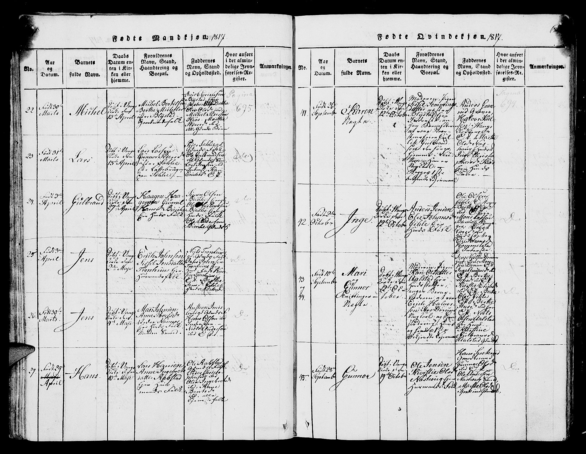 Vang prestekontor, Hedmark, AV/SAH-PREST-008/H/Ha/Hab/L0004: Parish register (copy) no. 4, 1813-1827, p. 61-62