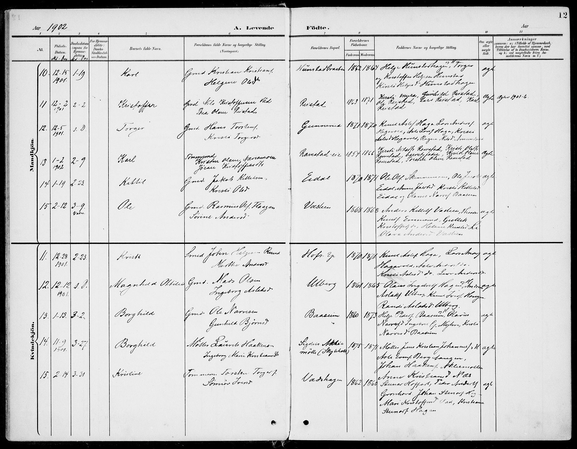 Sigdal kirkebøker, AV/SAKO-A-245/F/Fb/L0002: Parish register (official) no. II 2, 1901-1914, p. 12